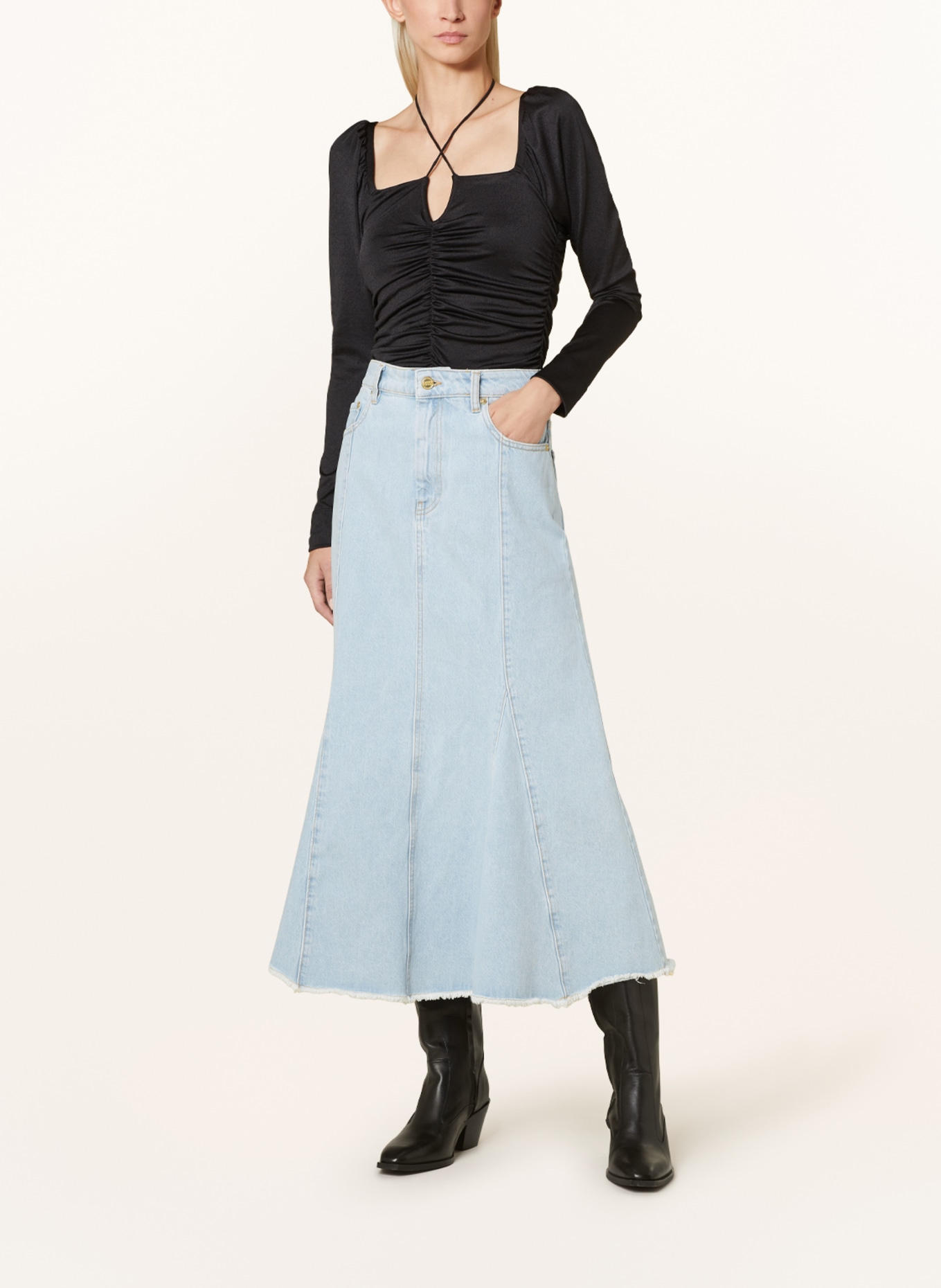 GANNI Denim skirt, Color: LIGHT BLUE (Image 2)