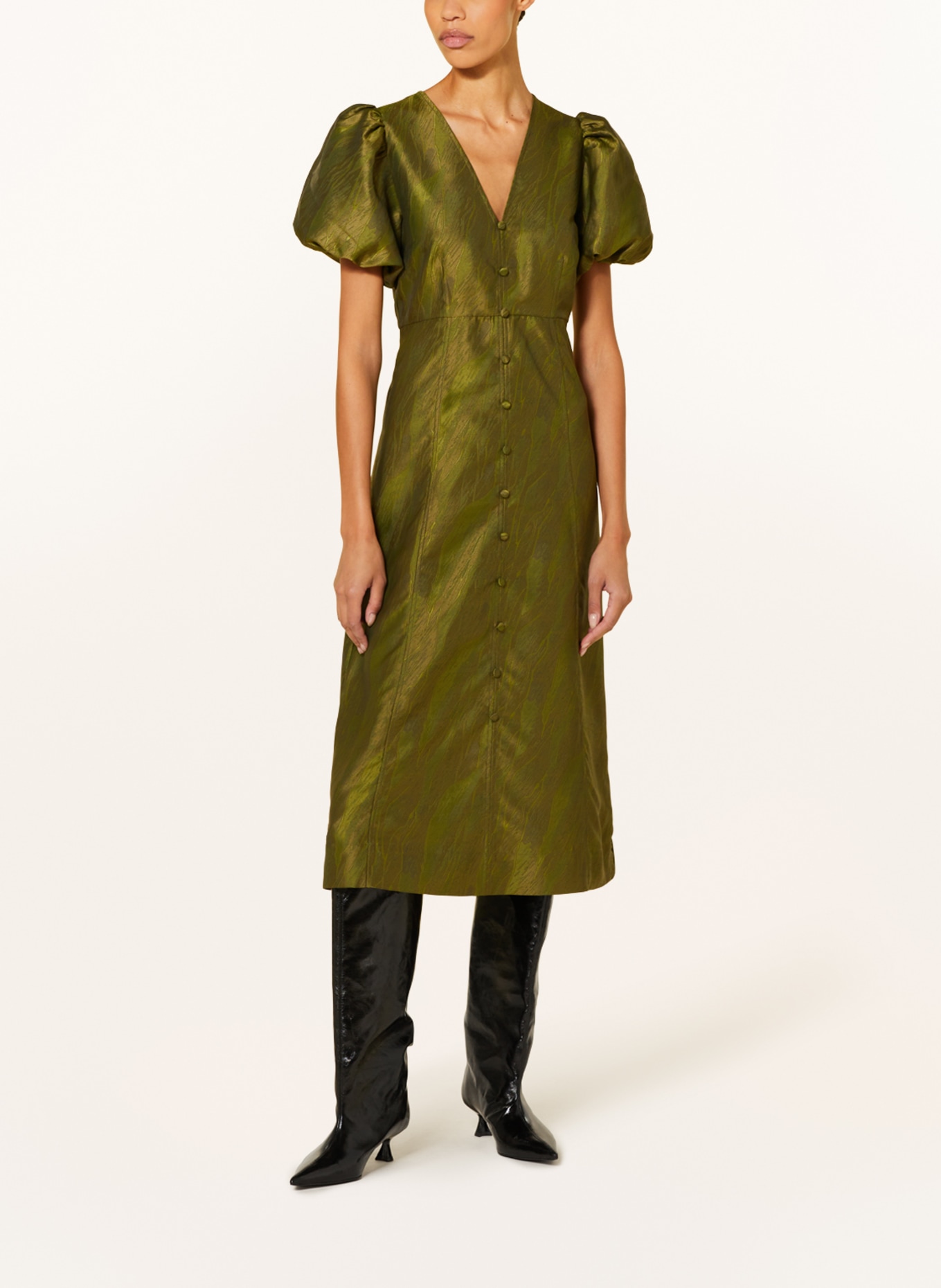 GANNI Jacquard-Kleid, Farbe: GRÜN (Bild 2)