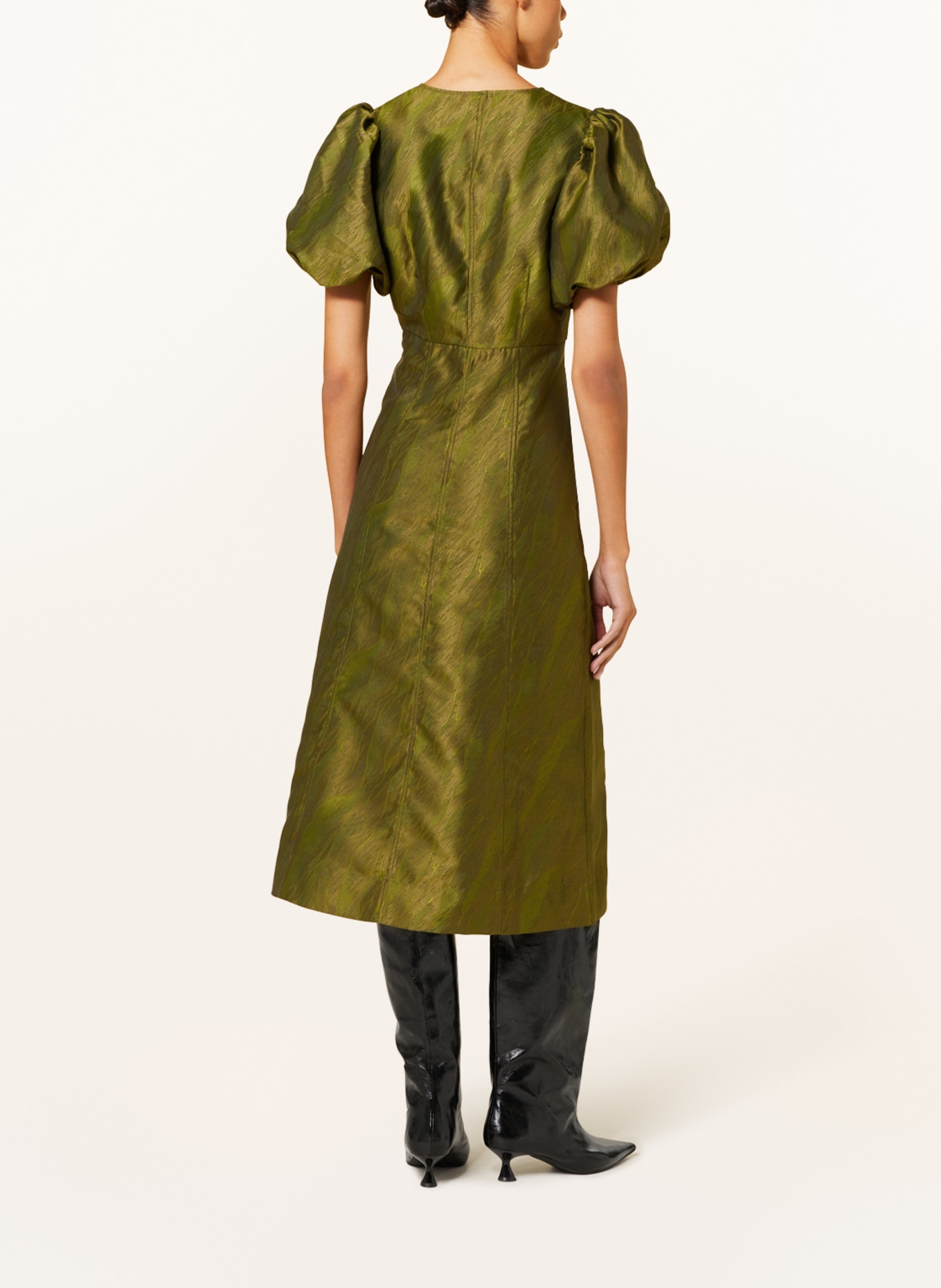 GANNI Jacquard dress, Color: GREEN (Image 3)