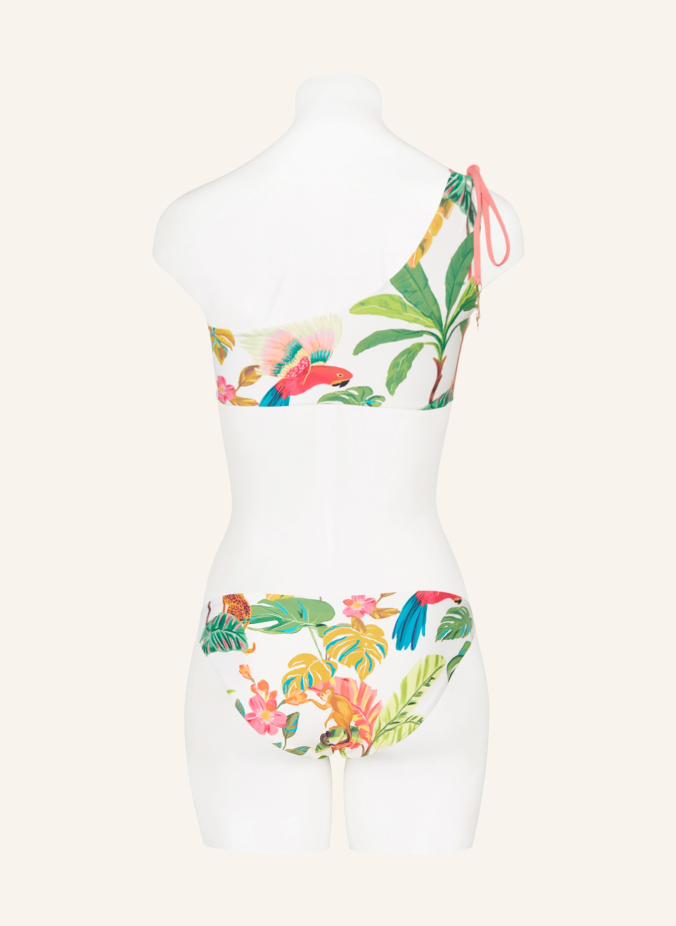 SEAFOLLY One-shoulder bikini top TROPICANA, Color: ECRU/ PINK/ GREEN (Image 3)