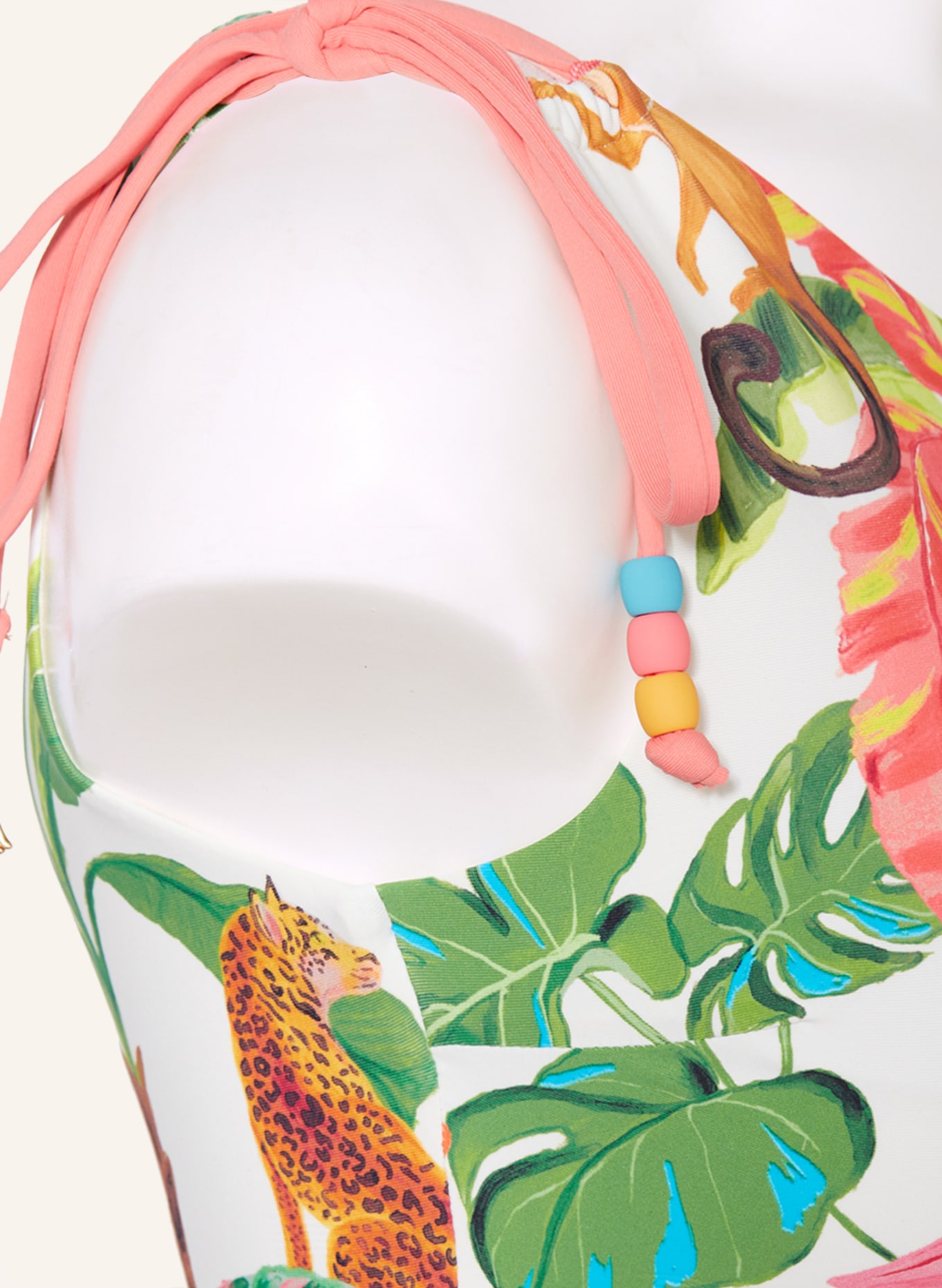 SEAFOLLY One-shoulder bikini top TROPICANA, Color: ECRU/ PINK/ GREEN (Image 4)