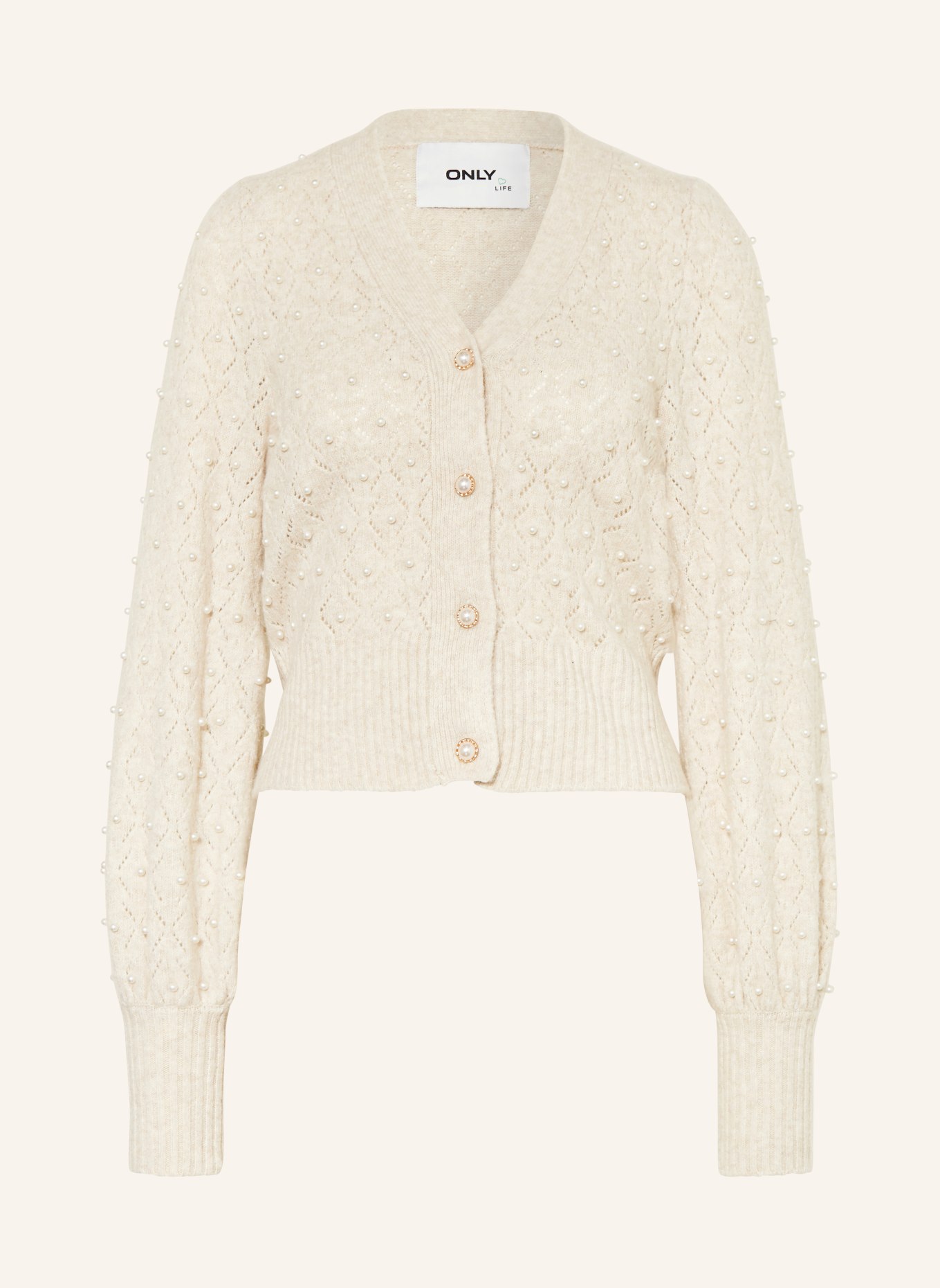 ONLY Cardigan with decorative beads, Color: BEIGE (Image 1)