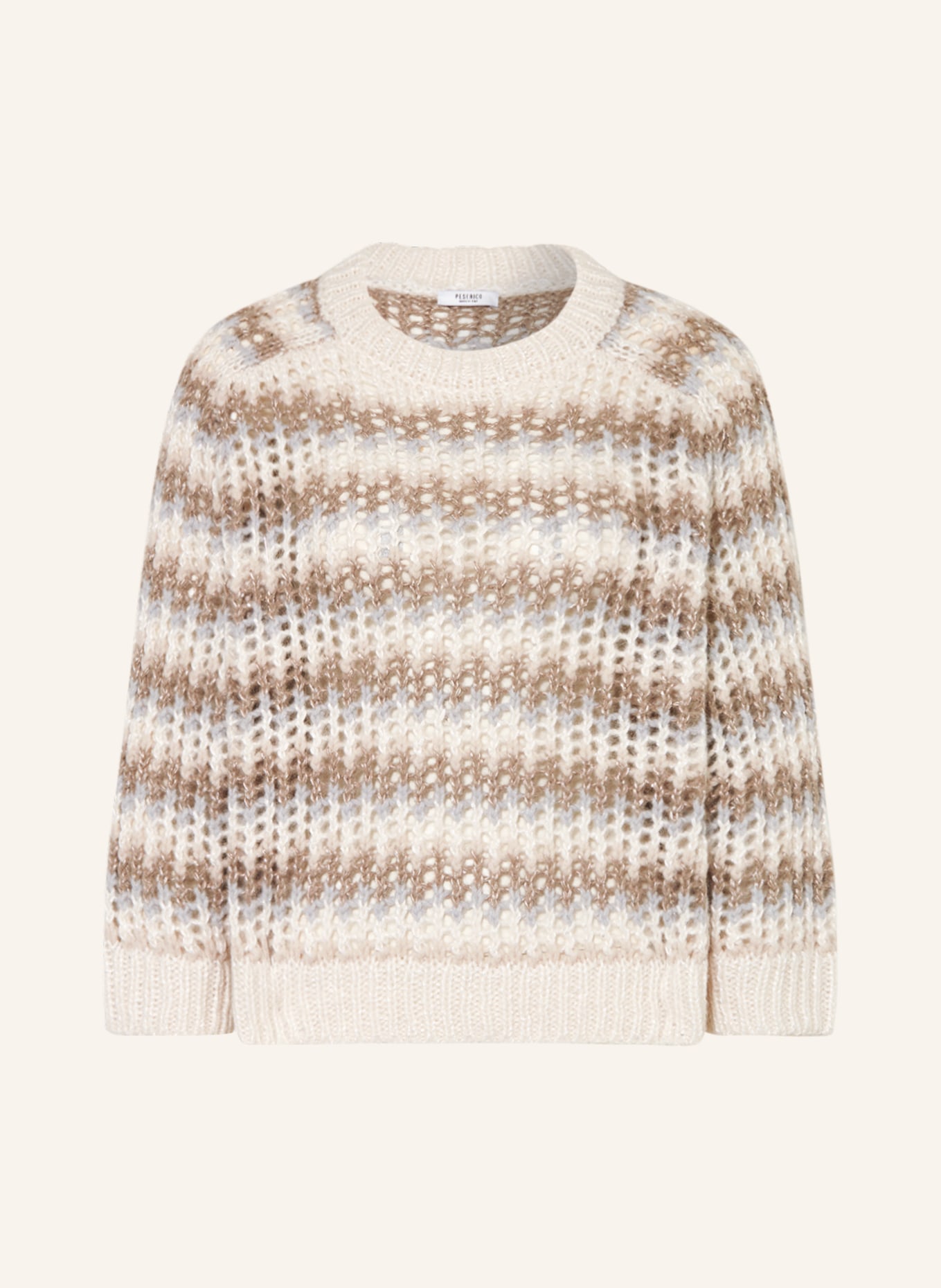 PESERICO Sweater with alpaca and sequins, Color: WHITE/ LIGHT GRAY/ LIGHT BROWN (Image 1)