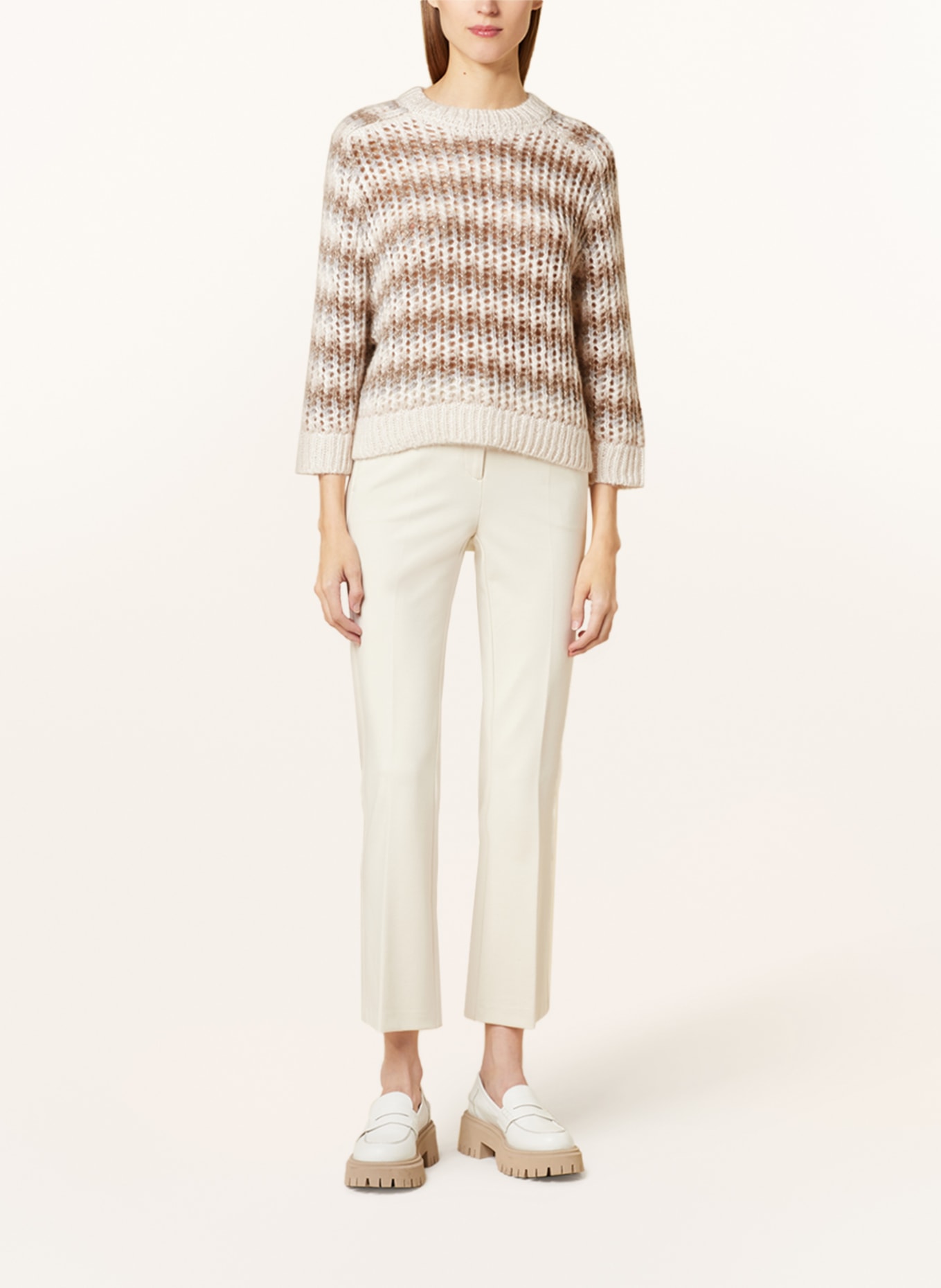 PESERICO Sweater with alpaca and sequins, Color: WHITE/ LIGHT GRAY/ LIGHT BROWN (Image 2)