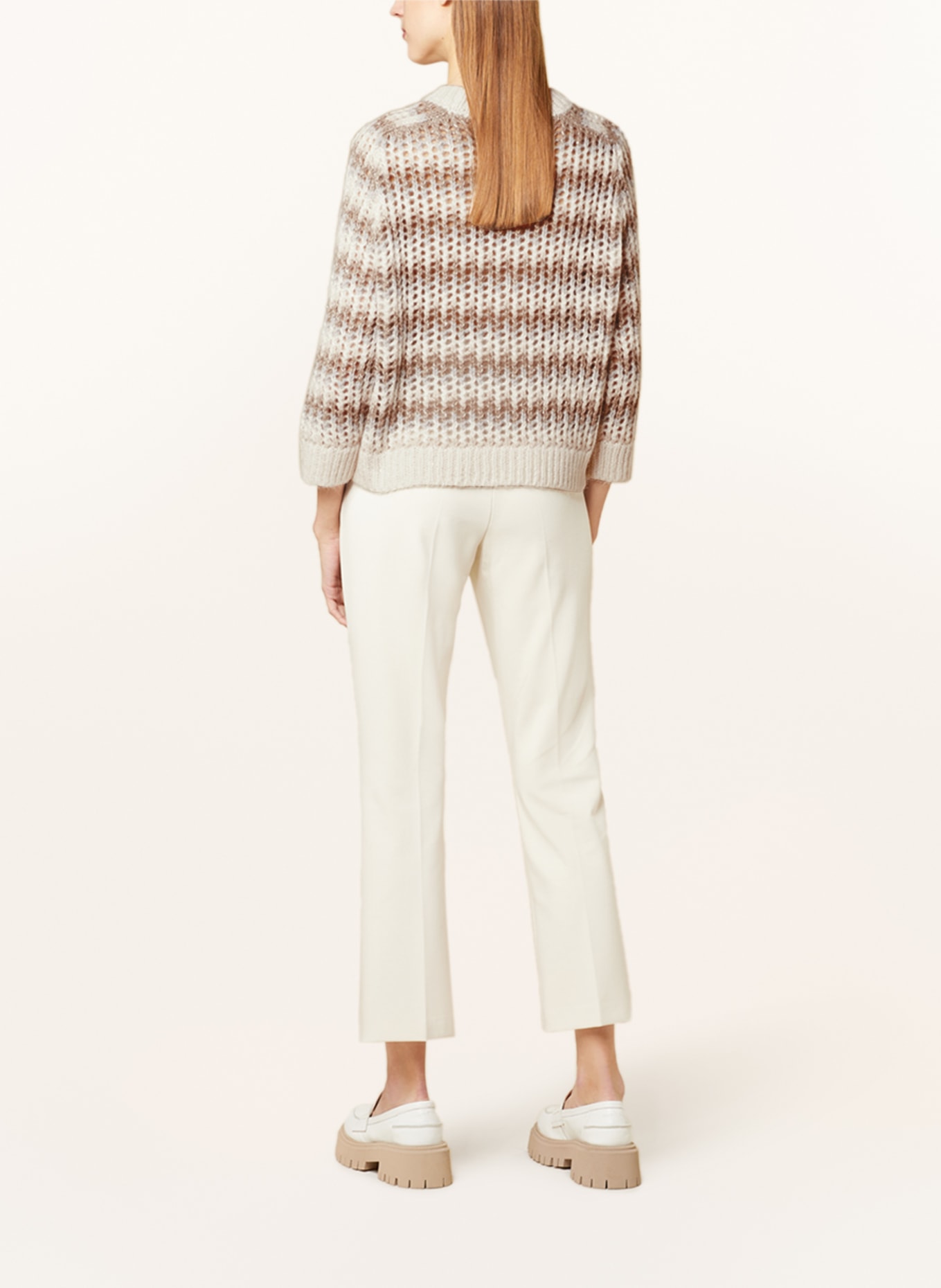 PESERICO Sweater with alpaca and sequins, Color: WHITE/ LIGHT GRAY/ LIGHT BROWN (Image 3)