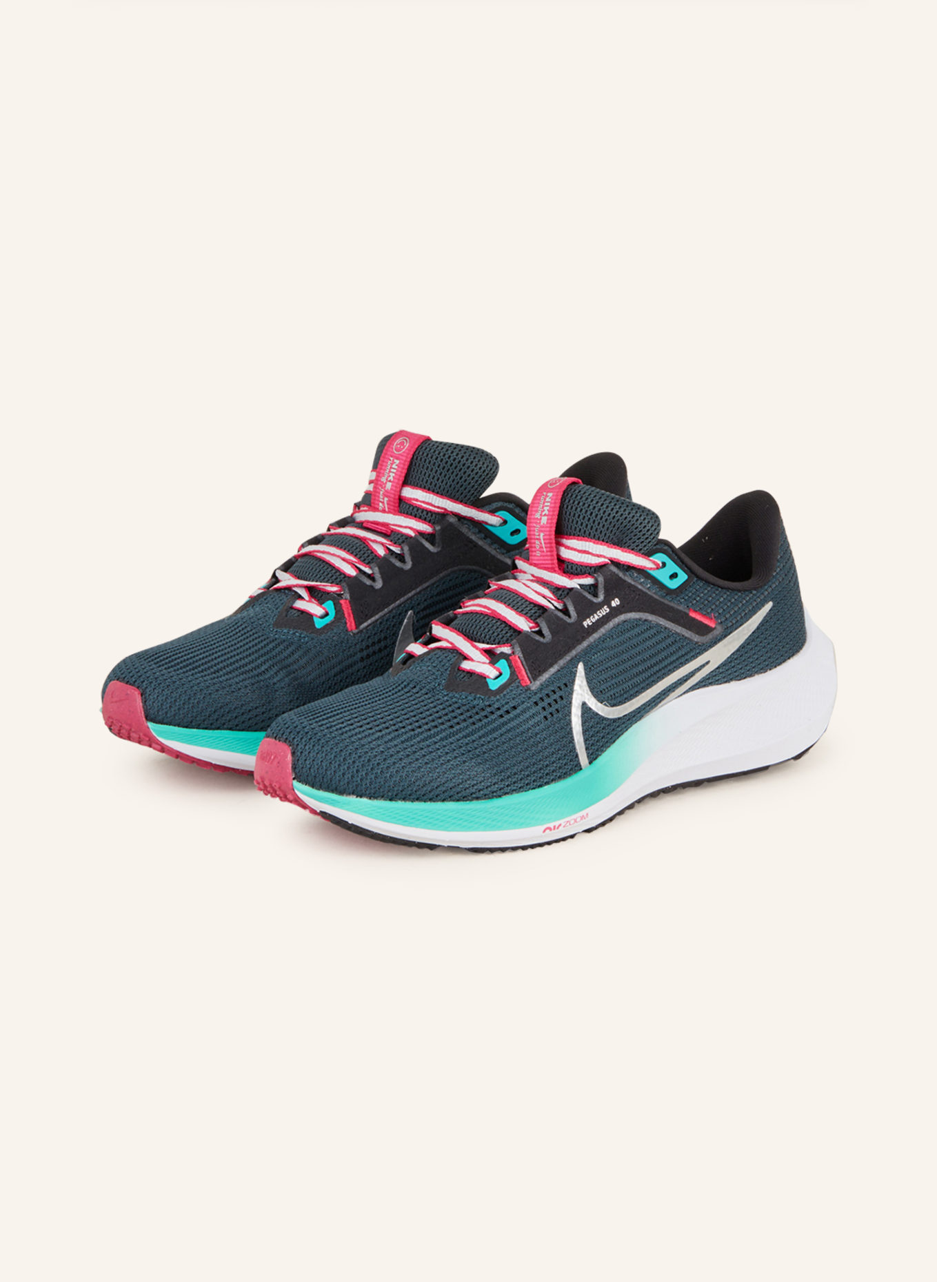 Nike Laufschuhe PEGASUS 40, Farbe: PETROL/ SILBER (Bild 1)