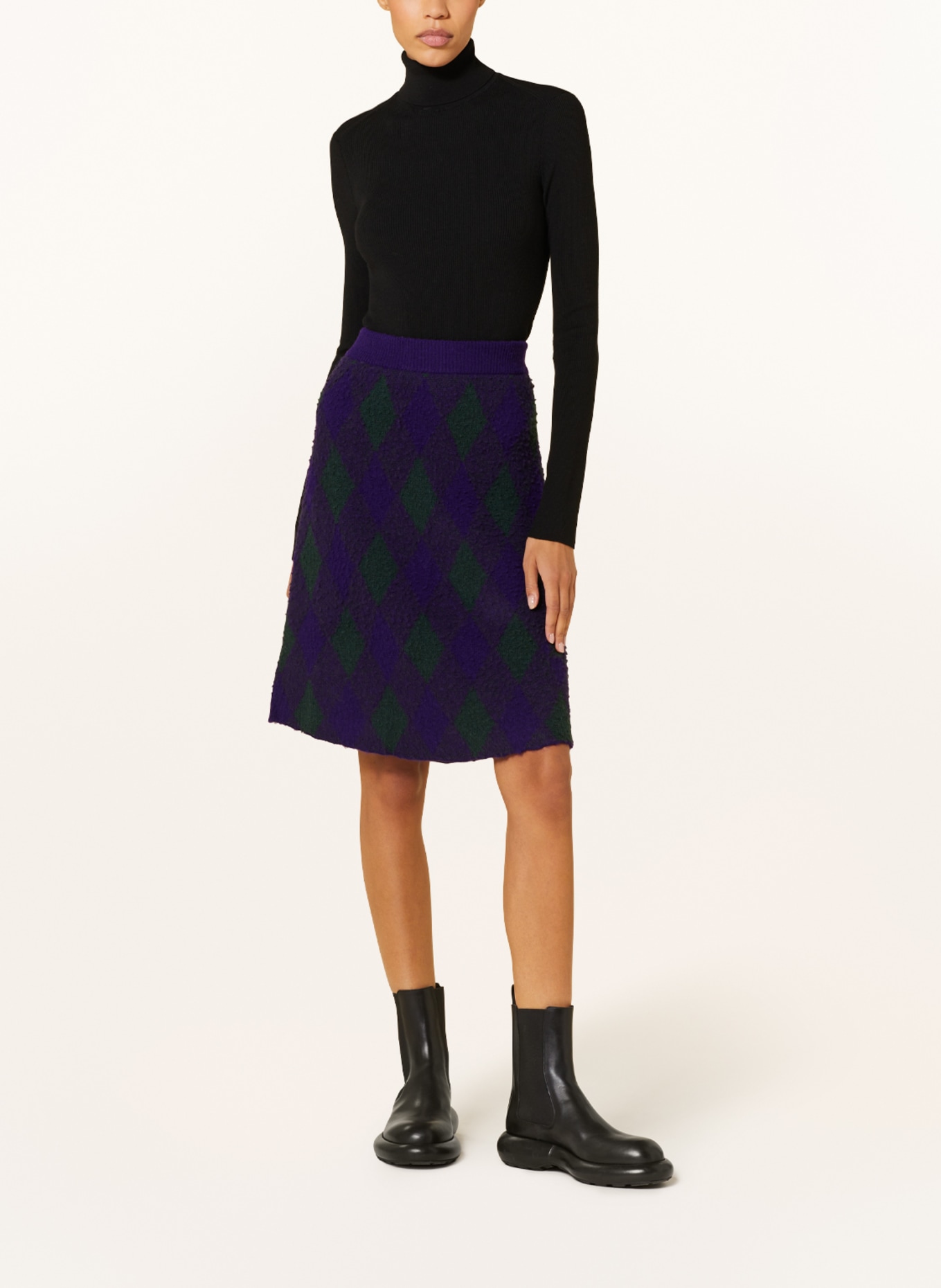 BURBERRY Knit skirt, Color: DARK PURPLE/ DARK GREEN (Image 2)