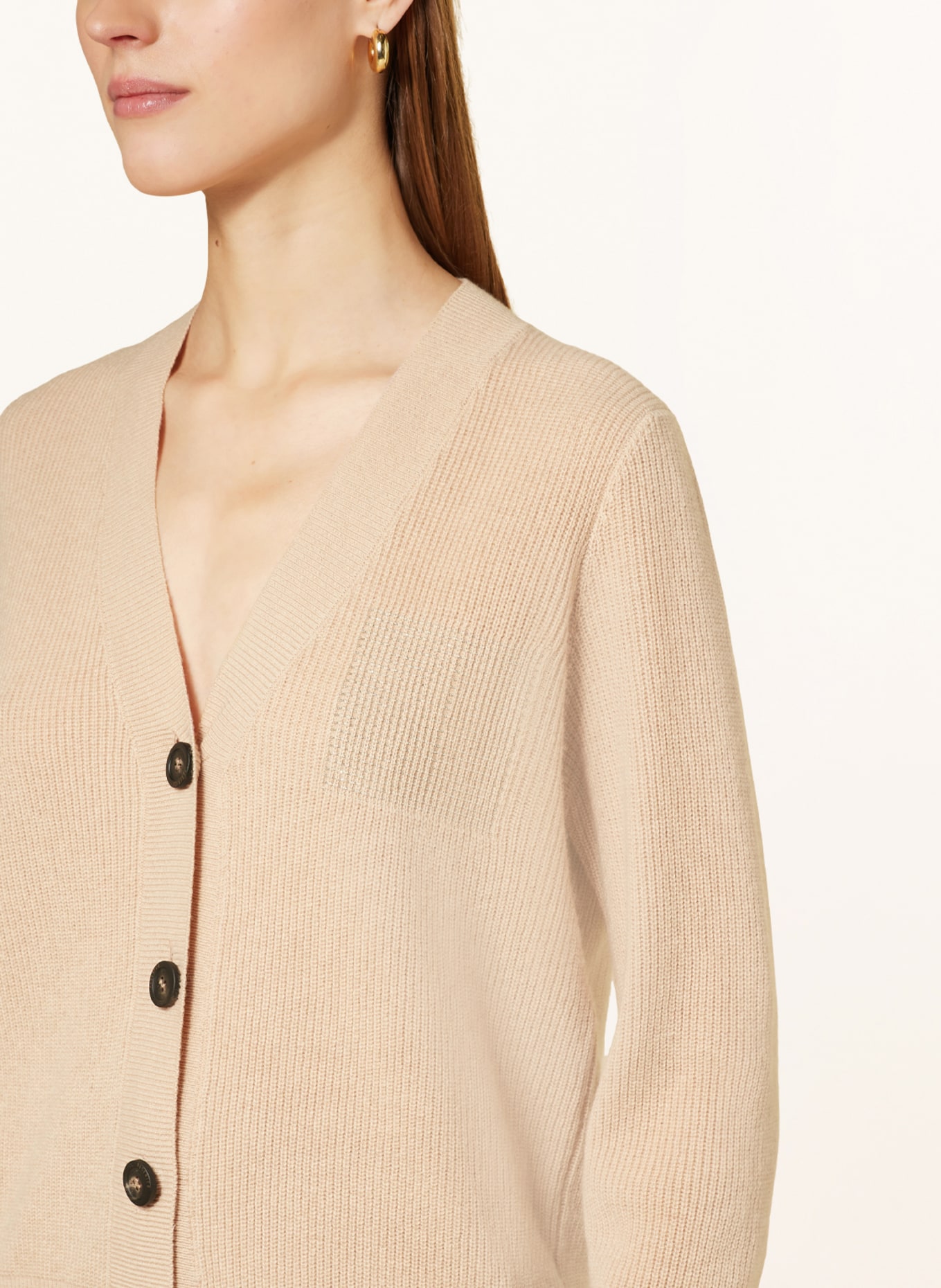 PESERICO Cardigan with glitter thread, Color: BEIGE (Image 4)