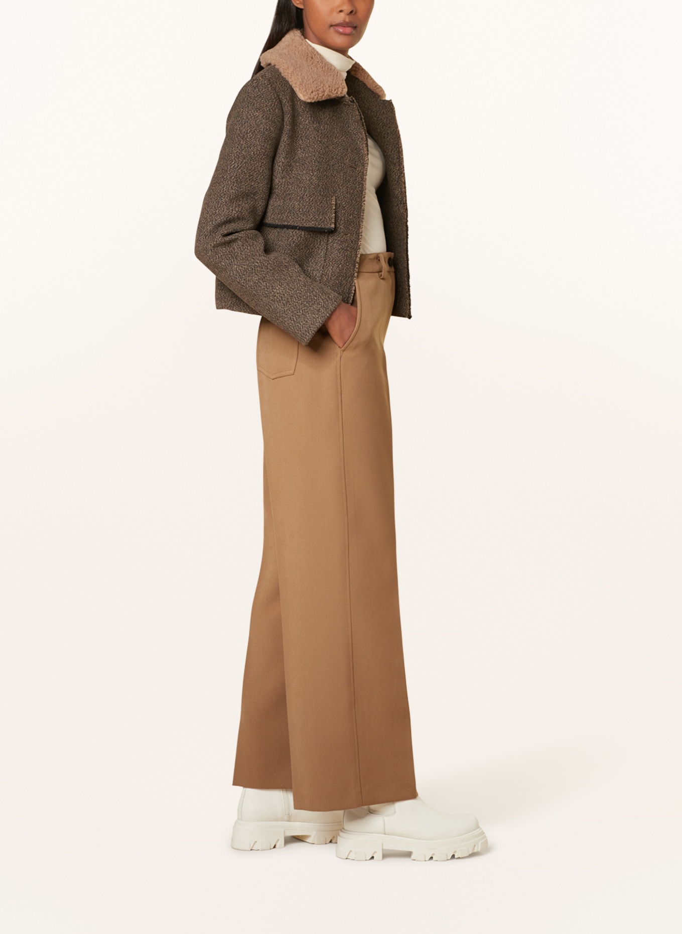 REPLAY Wide leg trousers, Color: BROWN (Image 4)