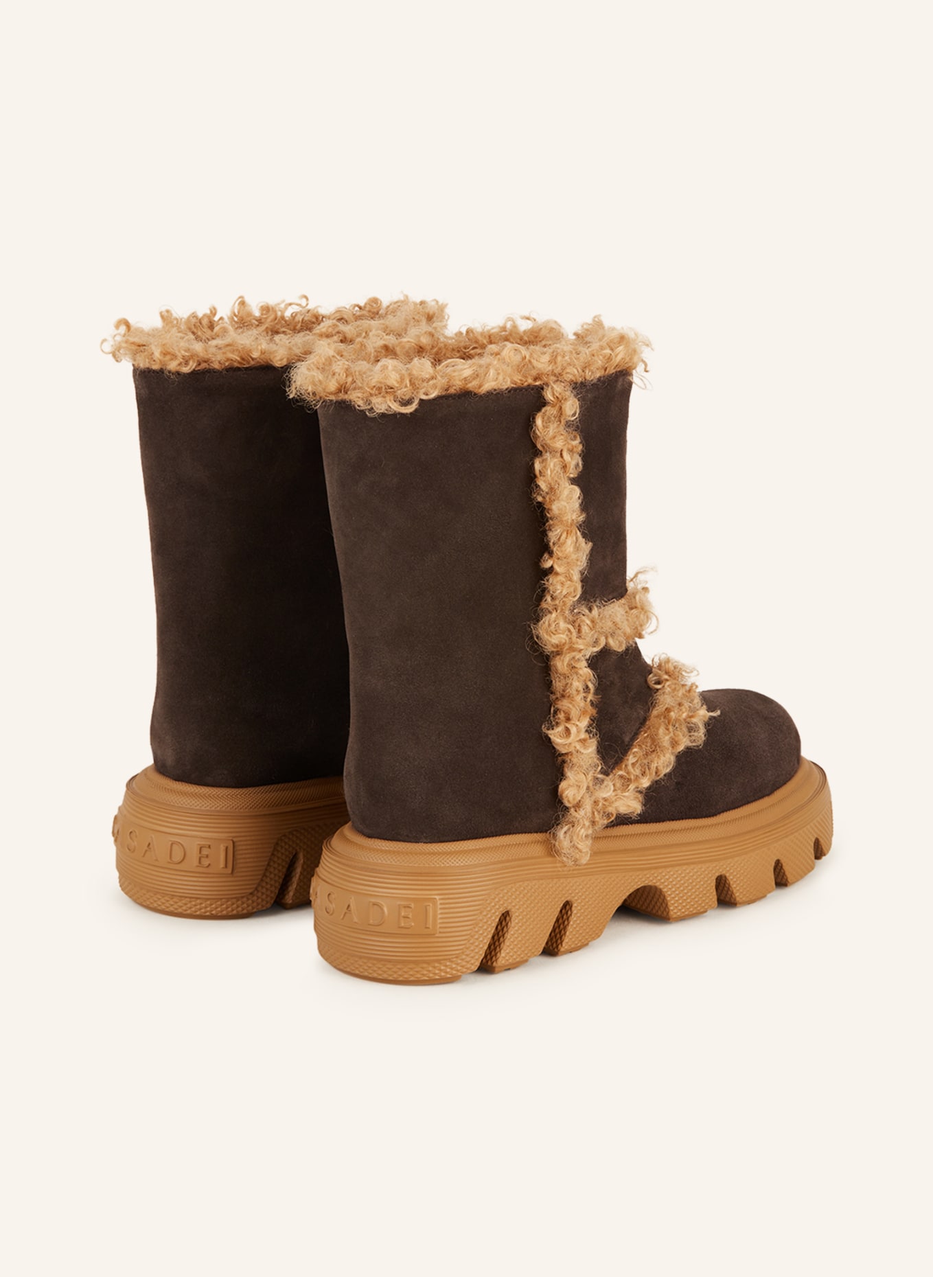 CASADEI Platform Boots MARIKA with teddy, Color: DARK BROWN/ LIGHT BROWN (Image 2)
