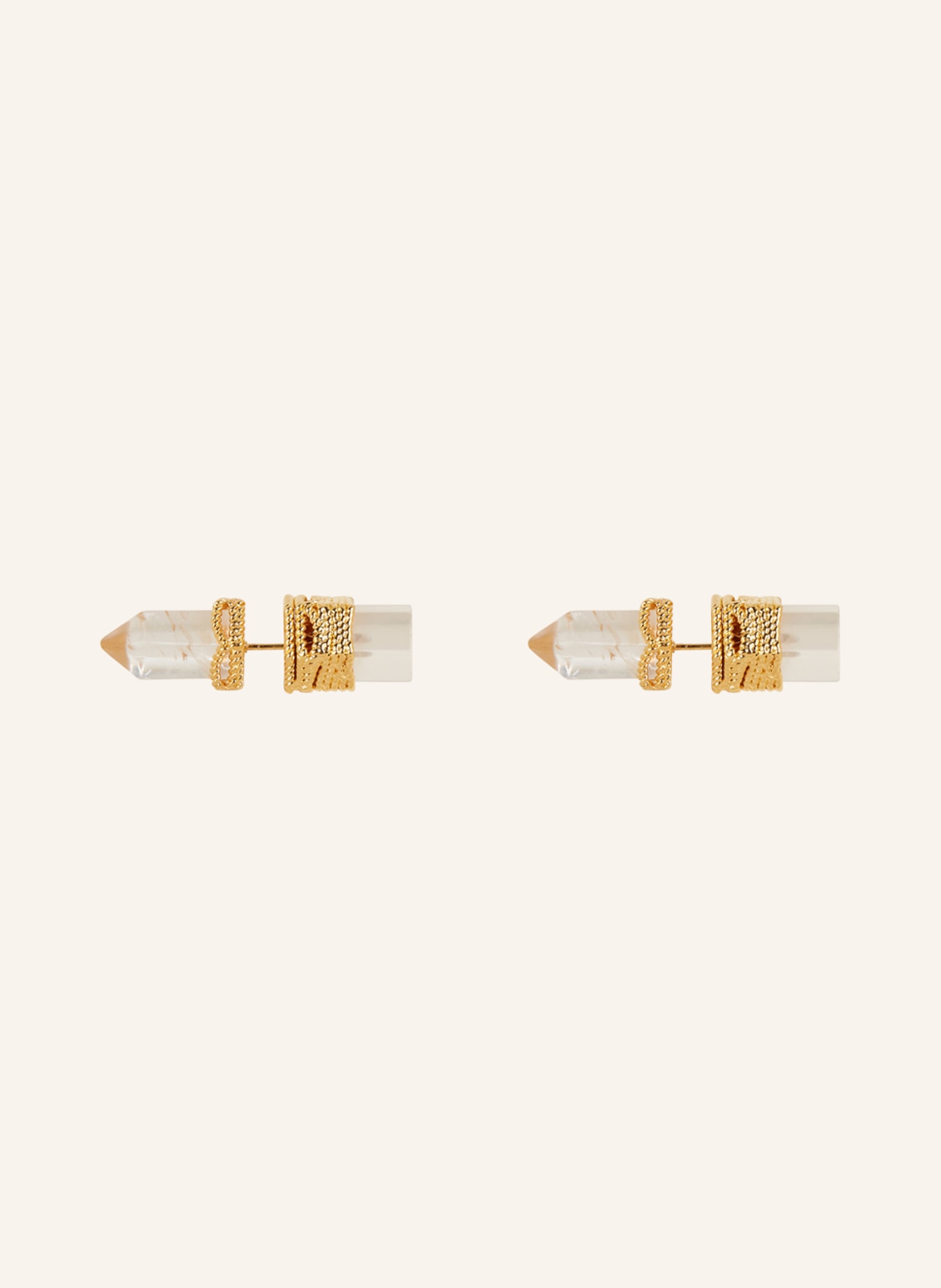 ZIMMERMANN Earrings CRYSTAL QUARTZ STUDS, Color: WHITE/ GOLD (Image 2)