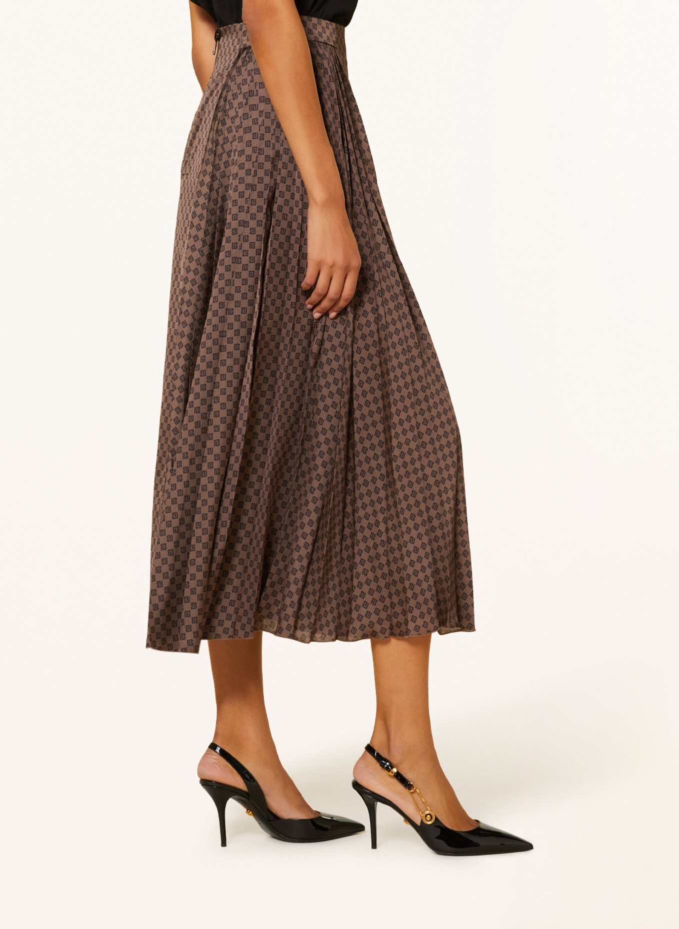 BALMAIN Pleated skirt, Color: CAMEL/ DARK BROWN (Image 4)