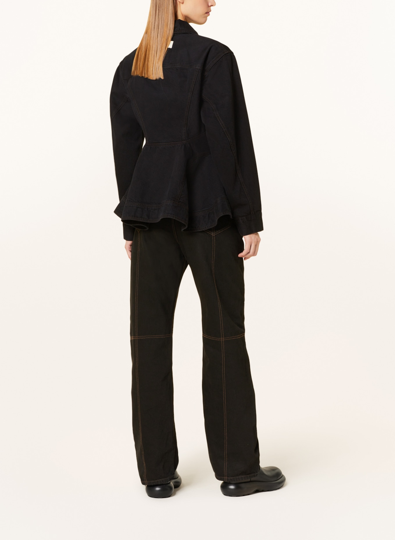 JACQUEMUS Straight jeans LE DE NIMES CARACO, Color: BLACK/ DARK BROWN (Image 3)