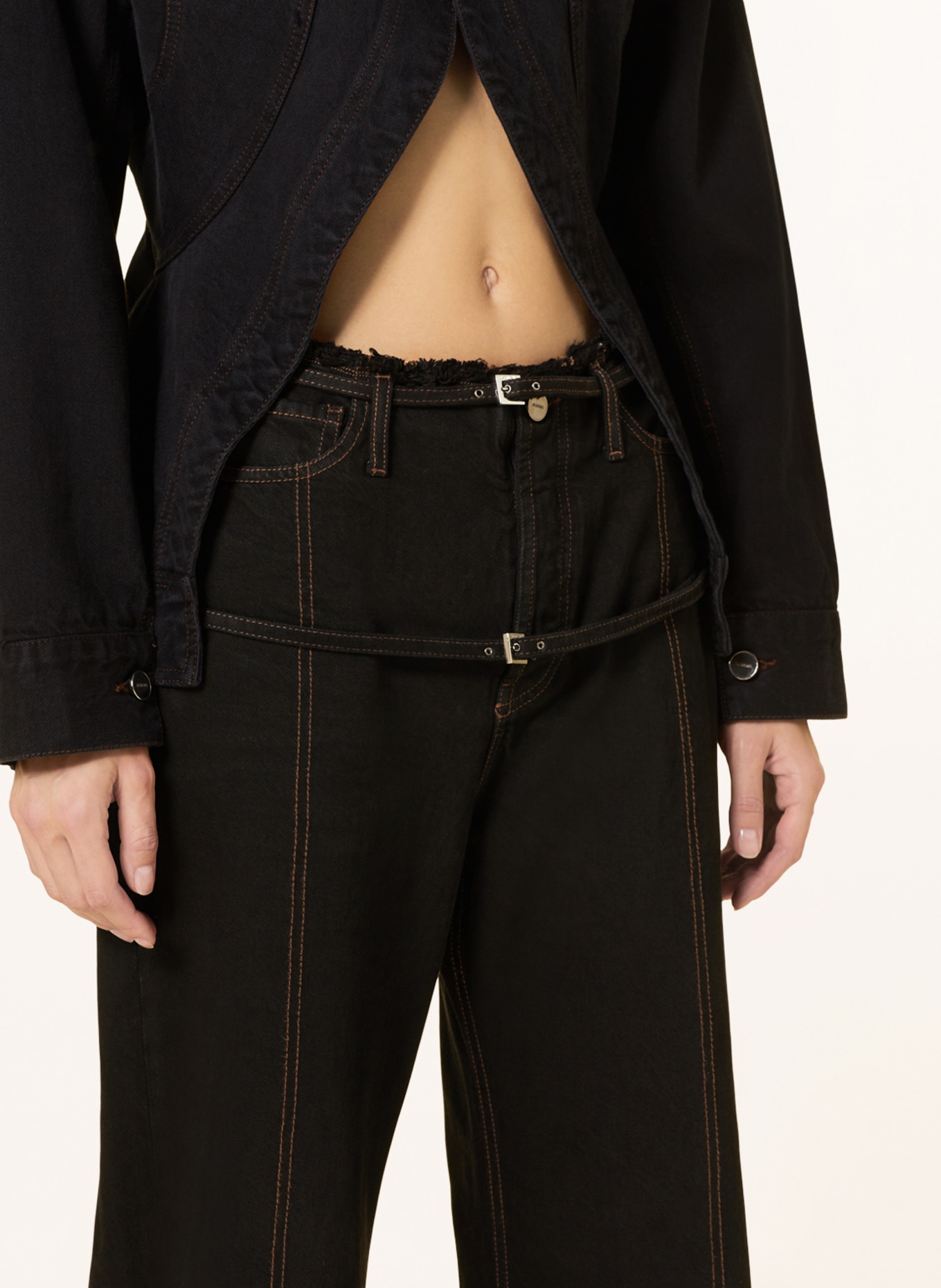 JACQUEMUS Straight jeans LE DE NIMES CARACO, Color: BLACK/ DARK BROWN (Image 5)