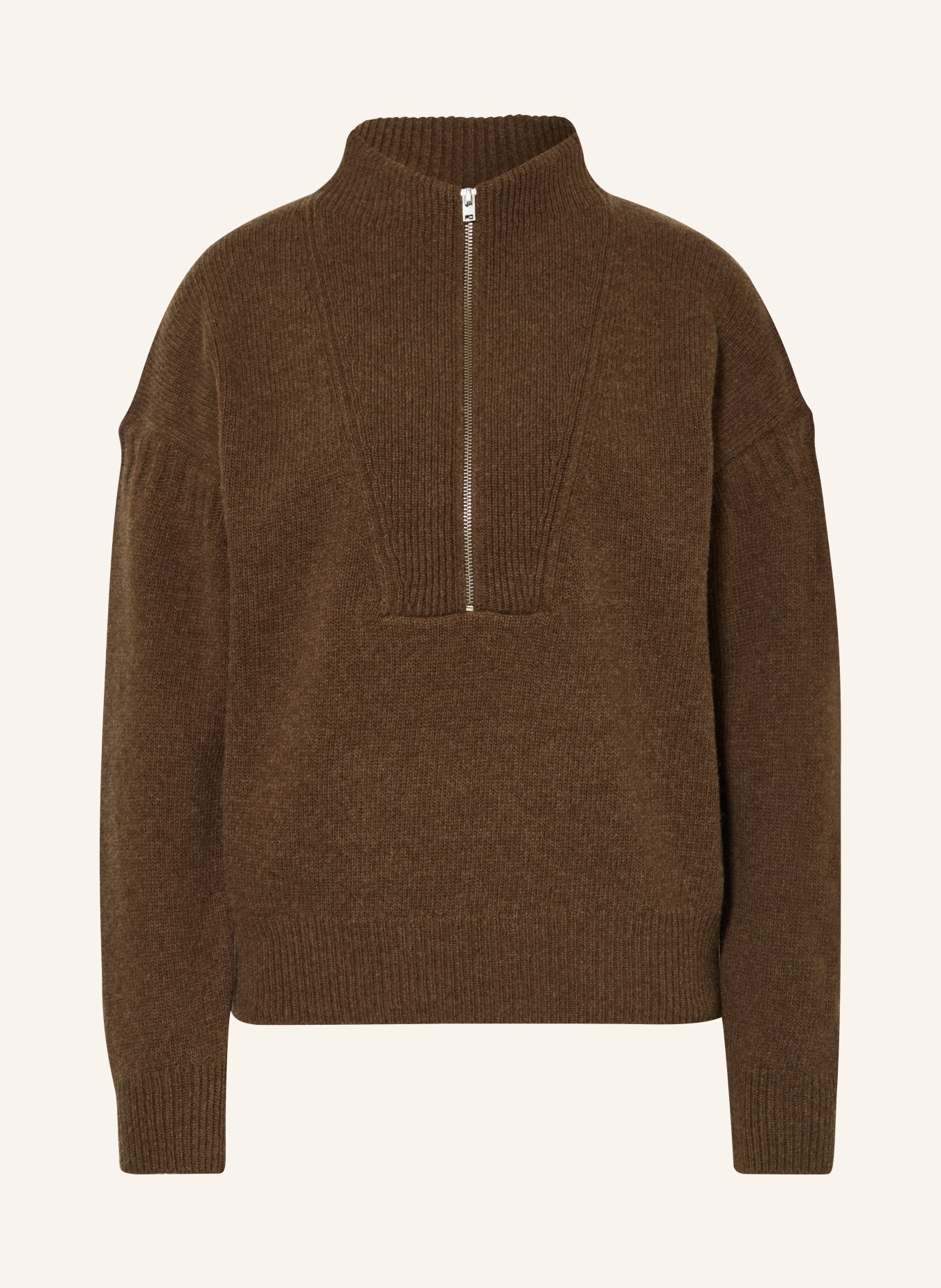 CLOSED Half-zip sweater, Color: BROWN (Image 1)