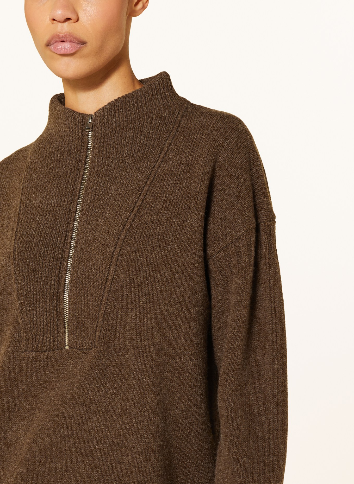 CLOSED Half-zip sweater, Color: BROWN (Image 4)