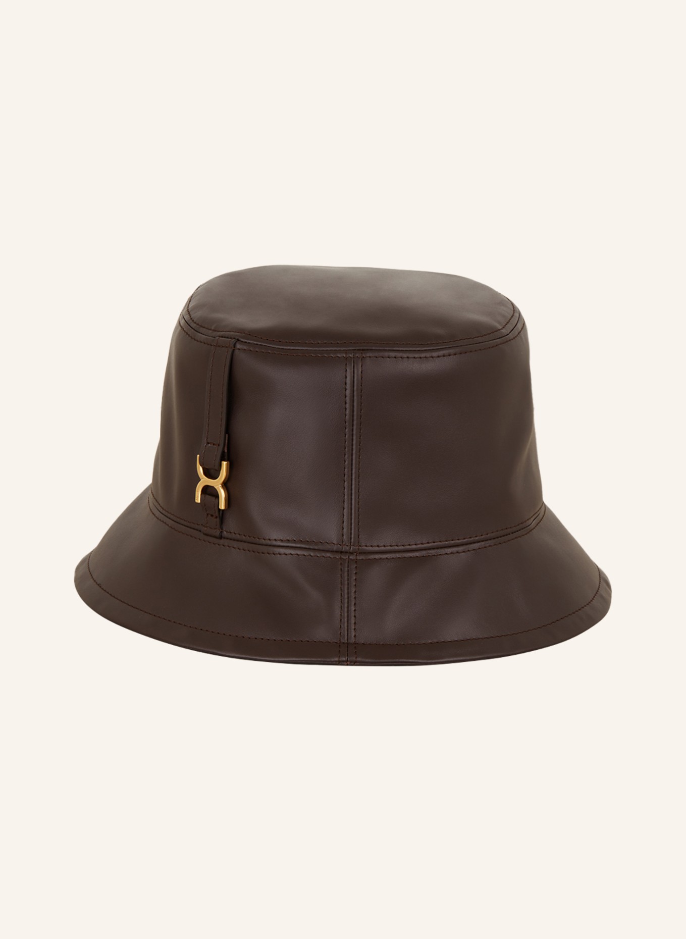 Chloé Kožený klobouk Bucket Hat MARCIE, Barva: Darkened Brown (Obrázek 2)