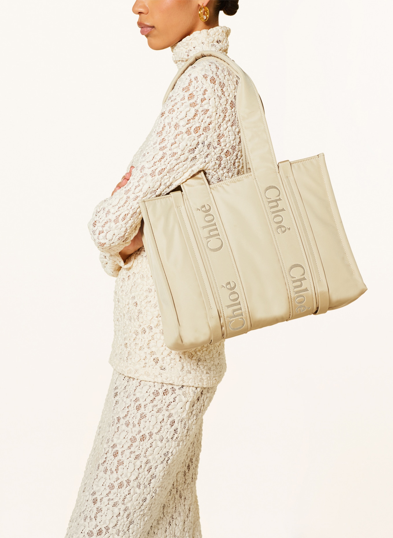 Chloé Shopper WOODY, Farbe: Dusty Ivory (Bild 4)