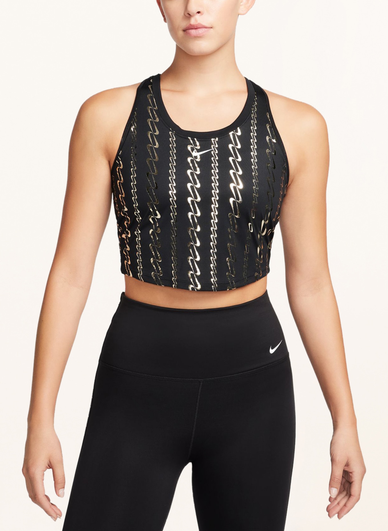 Nike Cropped top DRI-FIT ONE, Color: BLACK/ GOLD (Image 2)