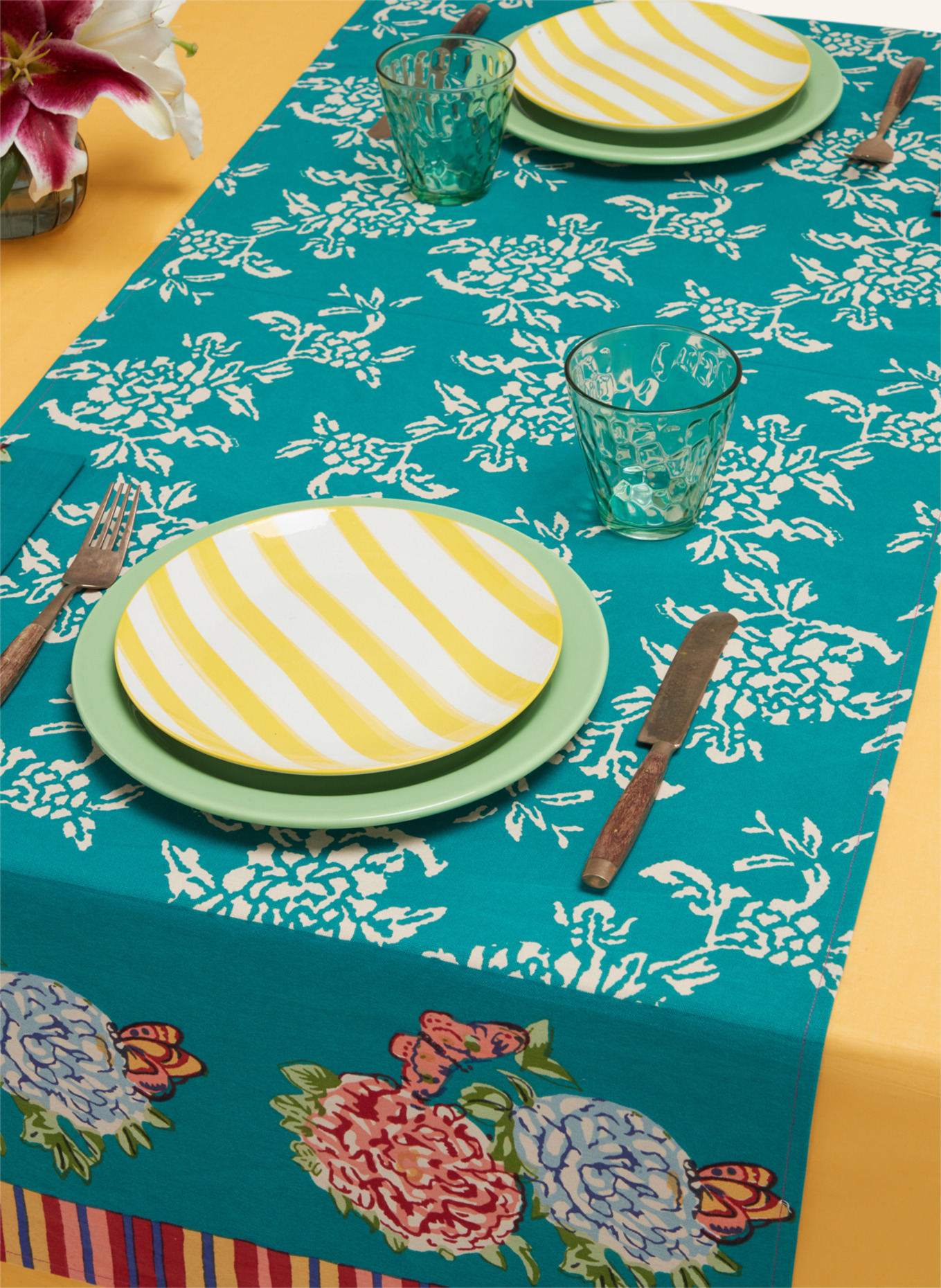 LISA CORTI Table runner KANDEM, Color: GREEN/ WHITE/ RED (Image 2)