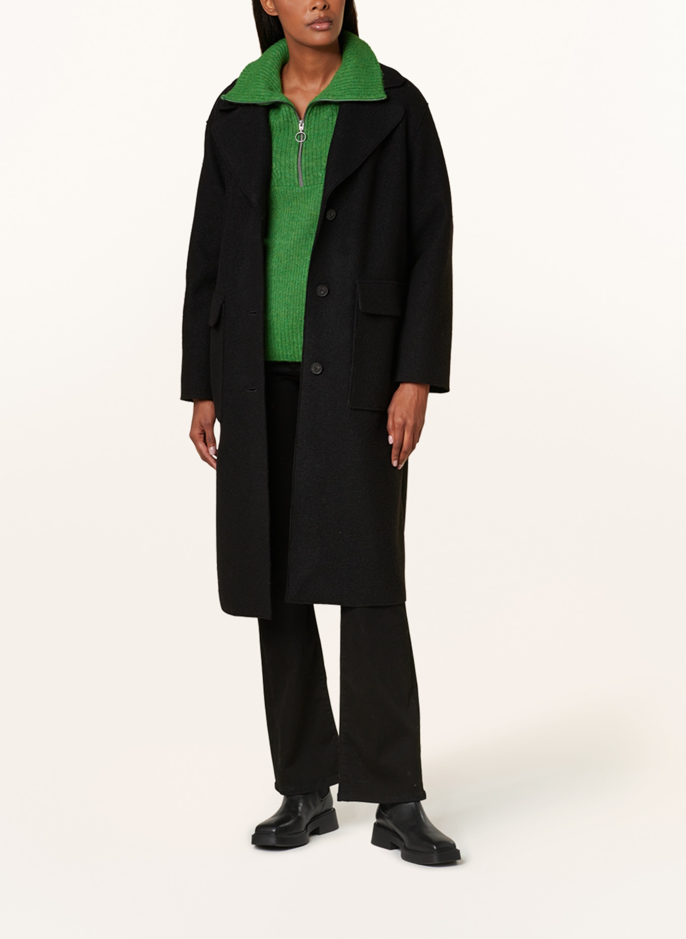 oui Wool coat, Color: BLACK (Image 2)