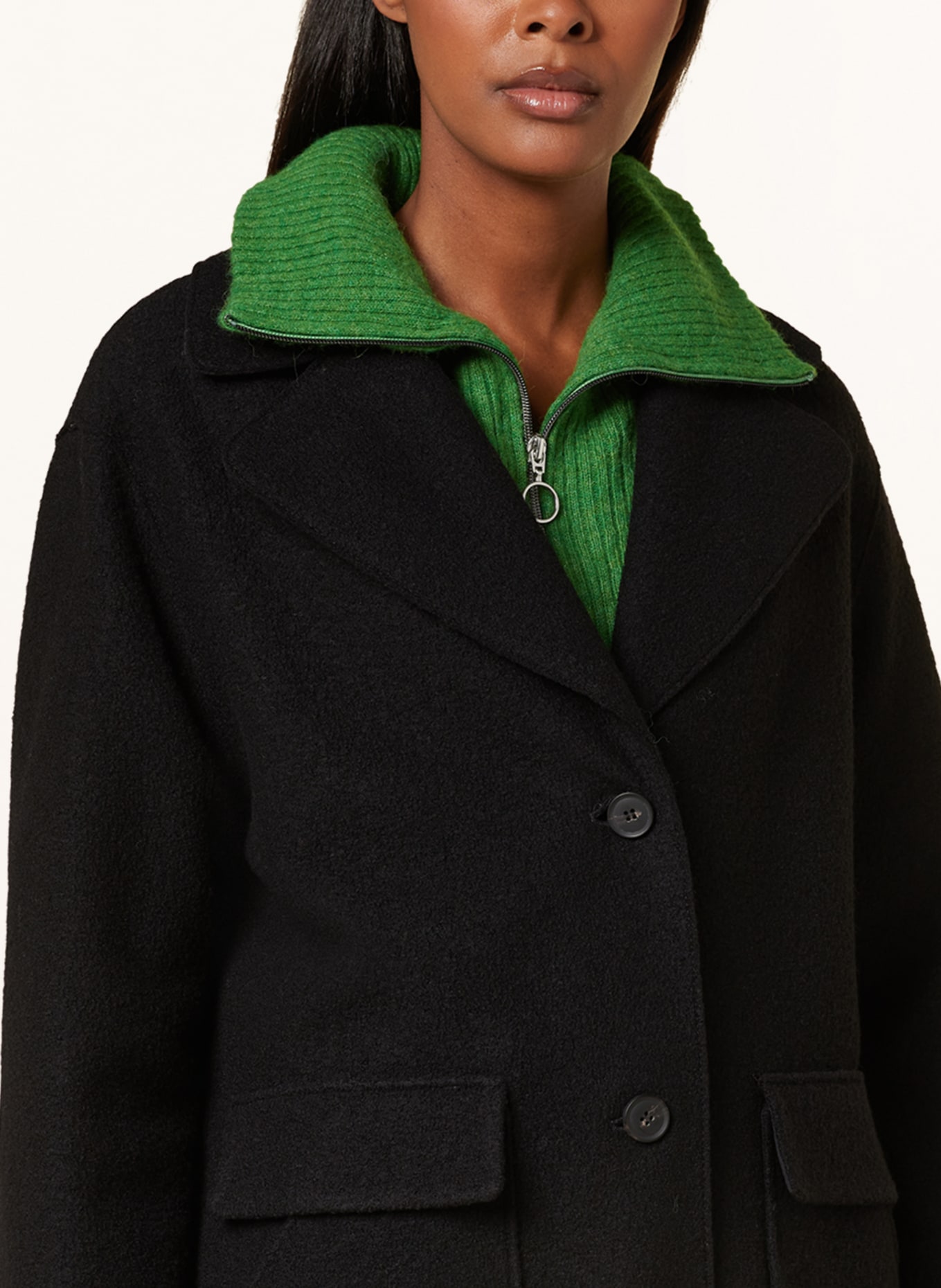 oui Wool coat, Color: BLACK (Image 4)
