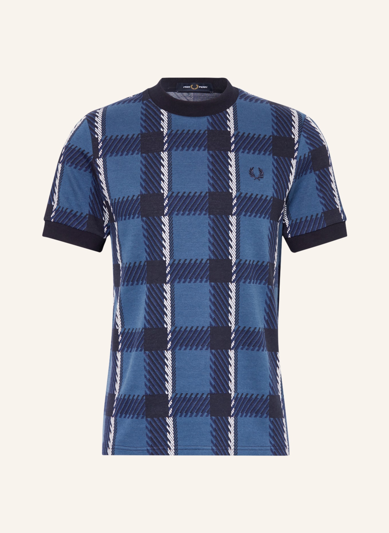 FRED PERRY T-shirt GLITCH, Color: BLUE/ DARK BLUE/ WHITE (Image 1)