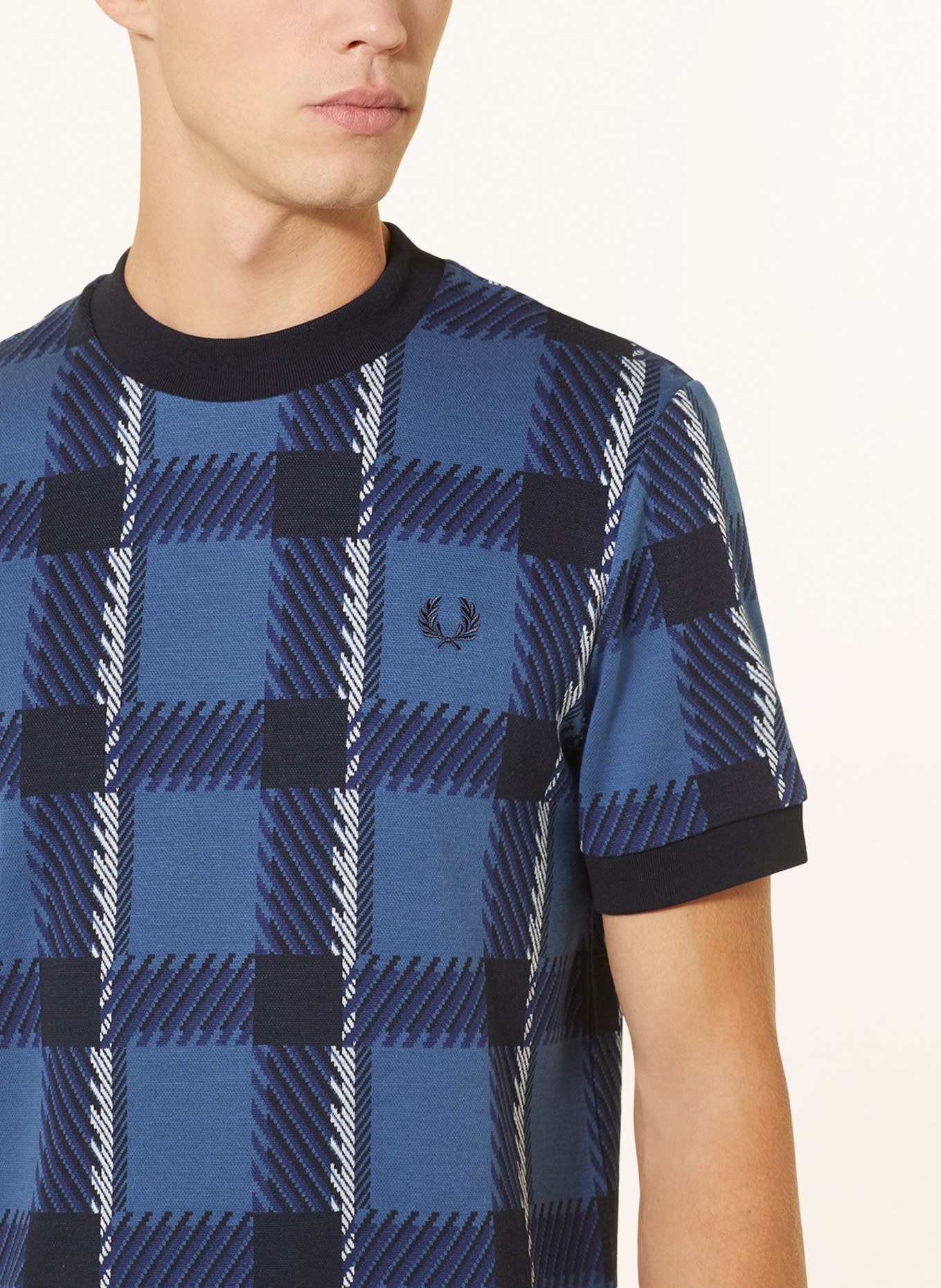 FRED PERRY T-shirt GLITCH, Color: BLUE/ DARK BLUE/ WHITE (Image 4)