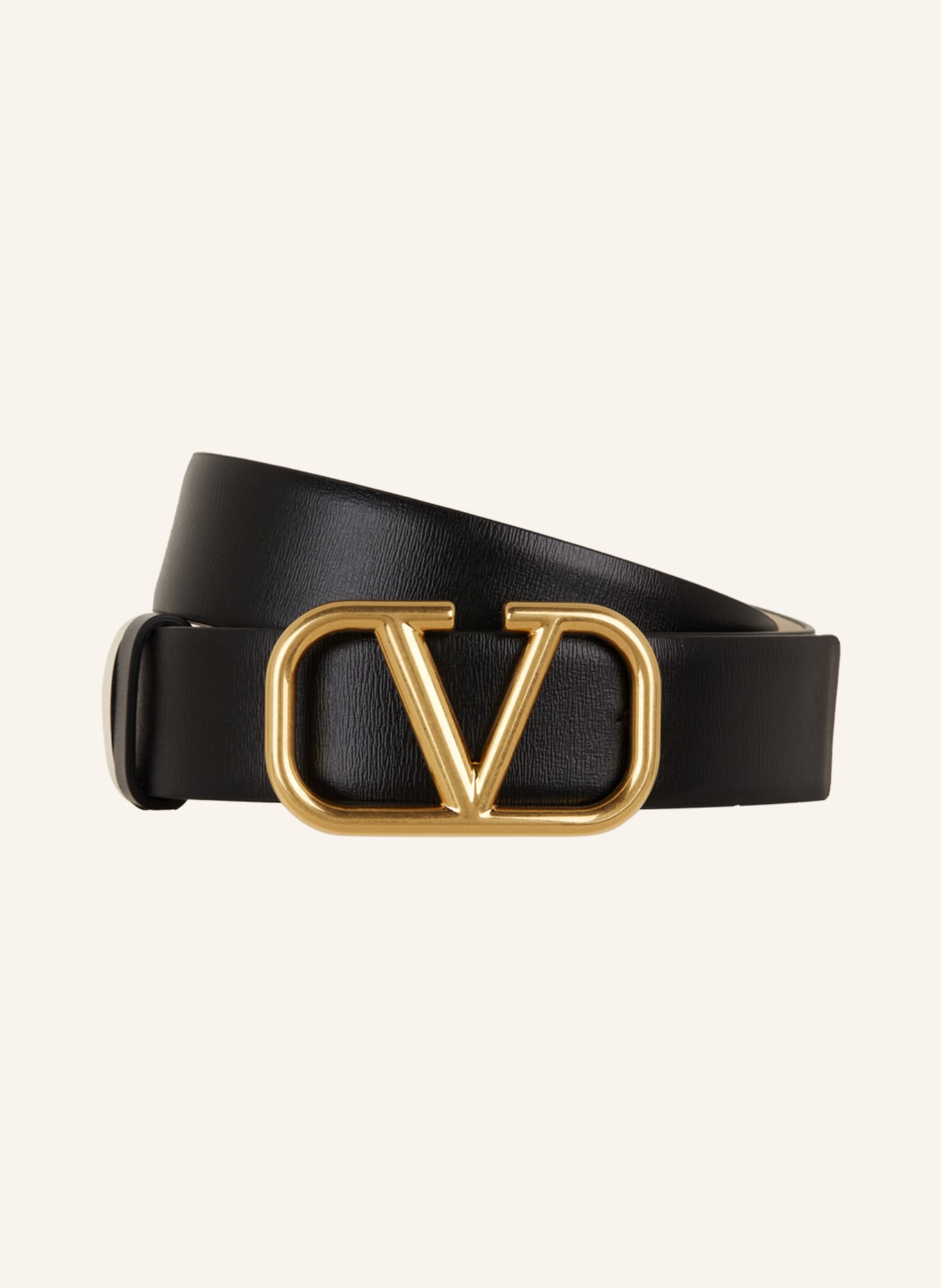 VALENTINO GARAVANI Leather belt VLOGO, Color: BLACK/ CREAM (Image 1)