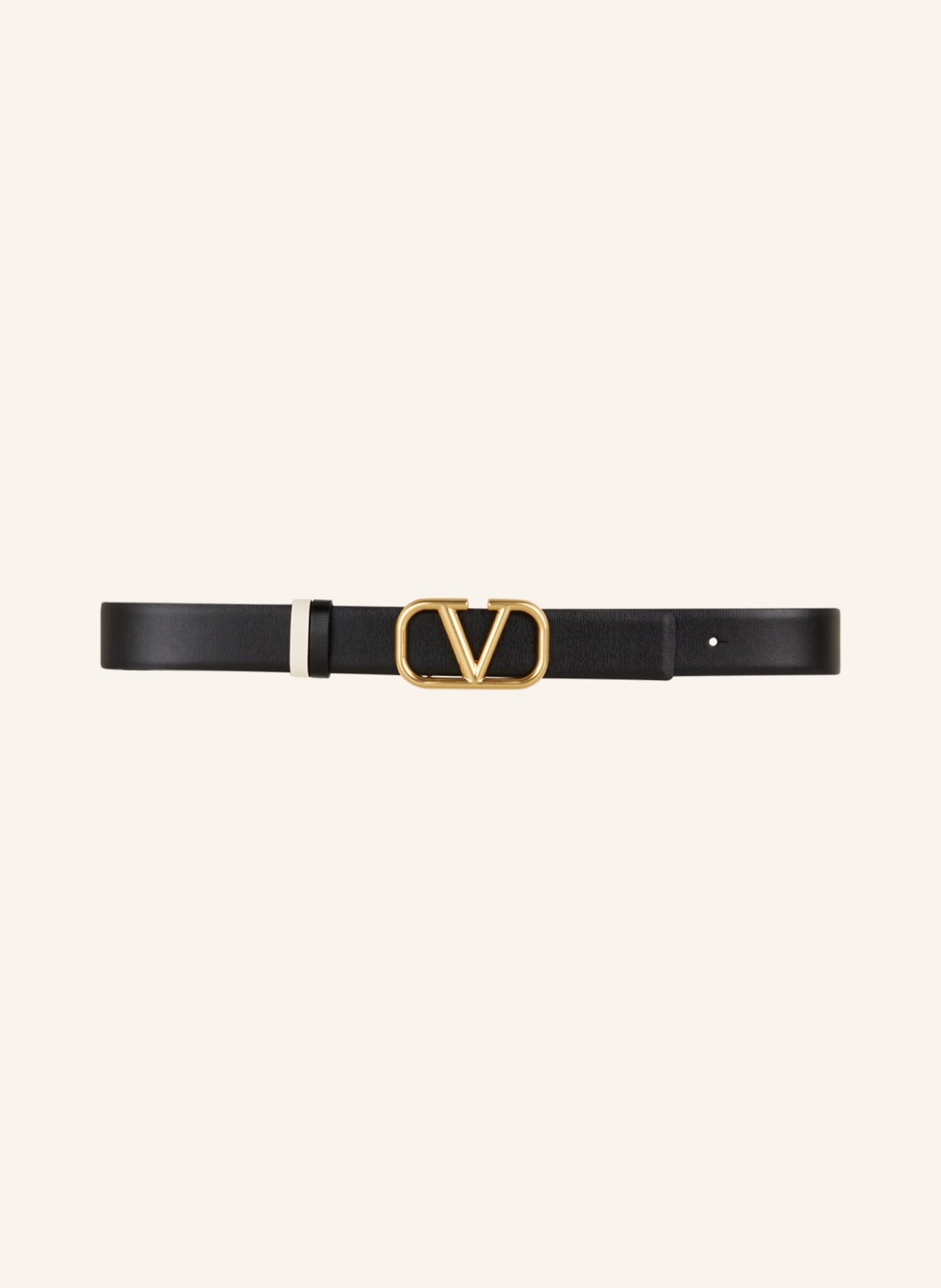 VALENTINO GARAVANI Leather belt VLOGO, Color: BLACK/ CREAM (Image 3)