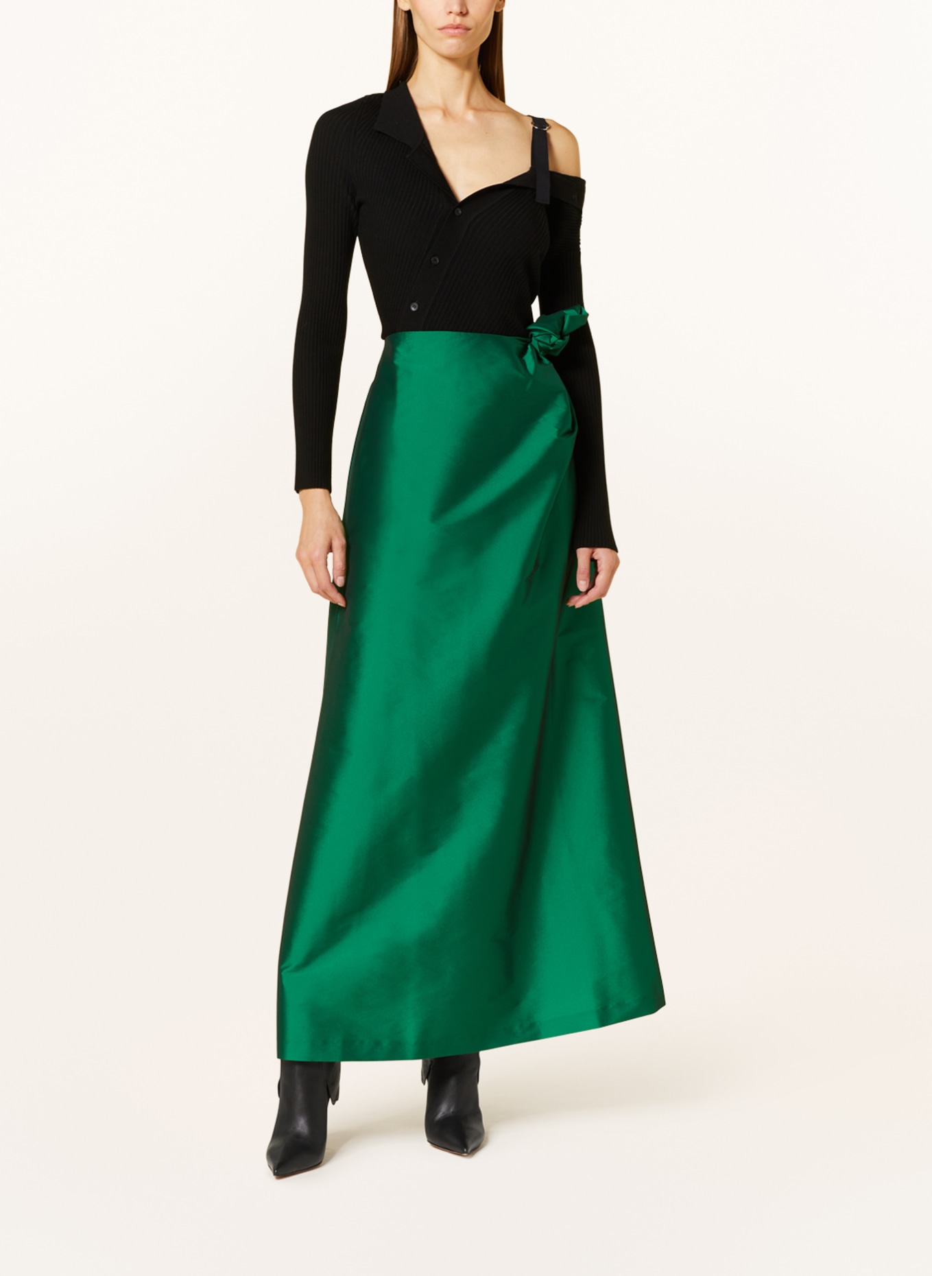 BERNADETTE Satin skirt CARLOTTA, Color: GREEN (Image 2)