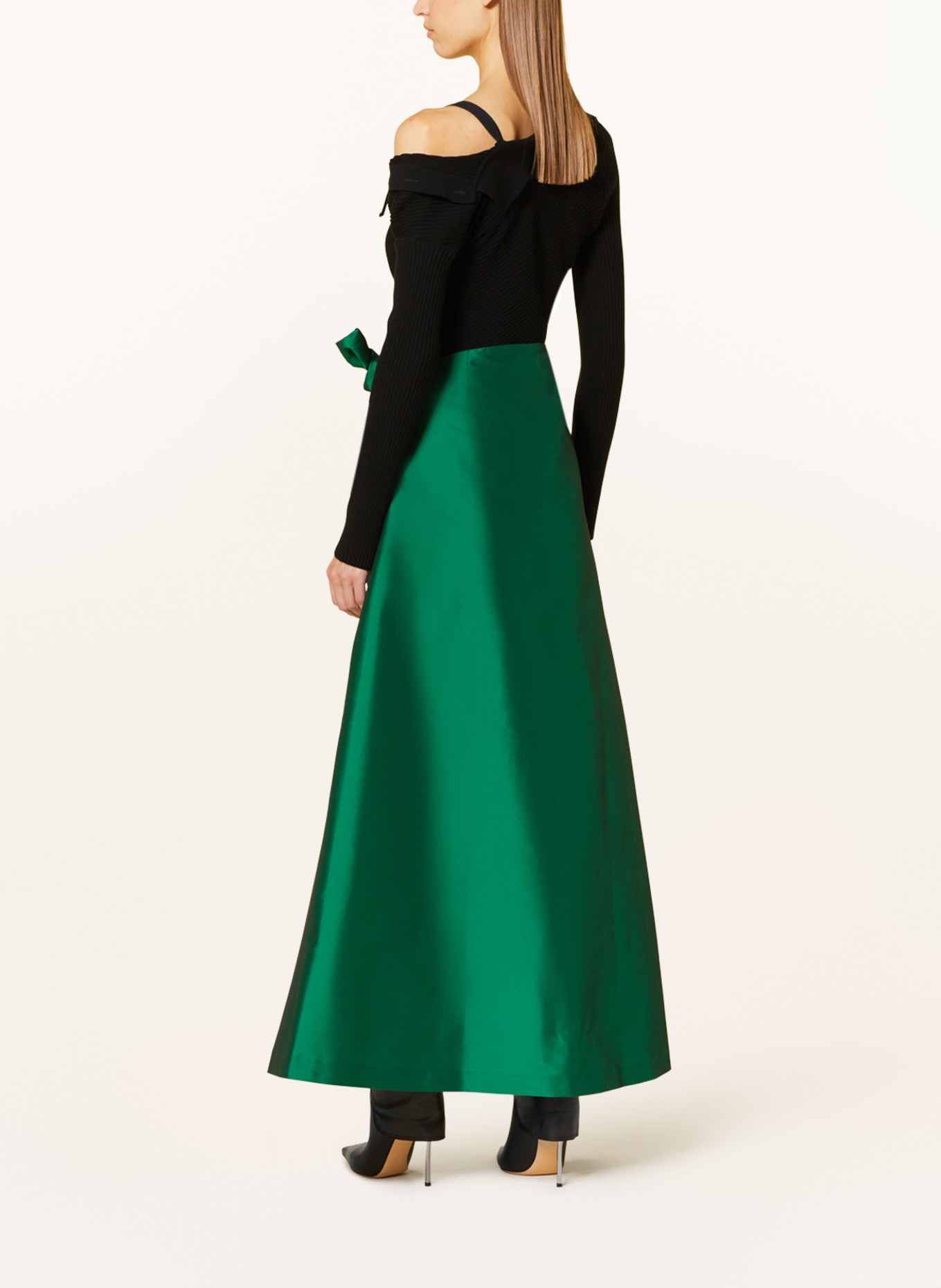 BERNADETTE Satin skirt CARLOTTA, Color: GREEN (Image 3)