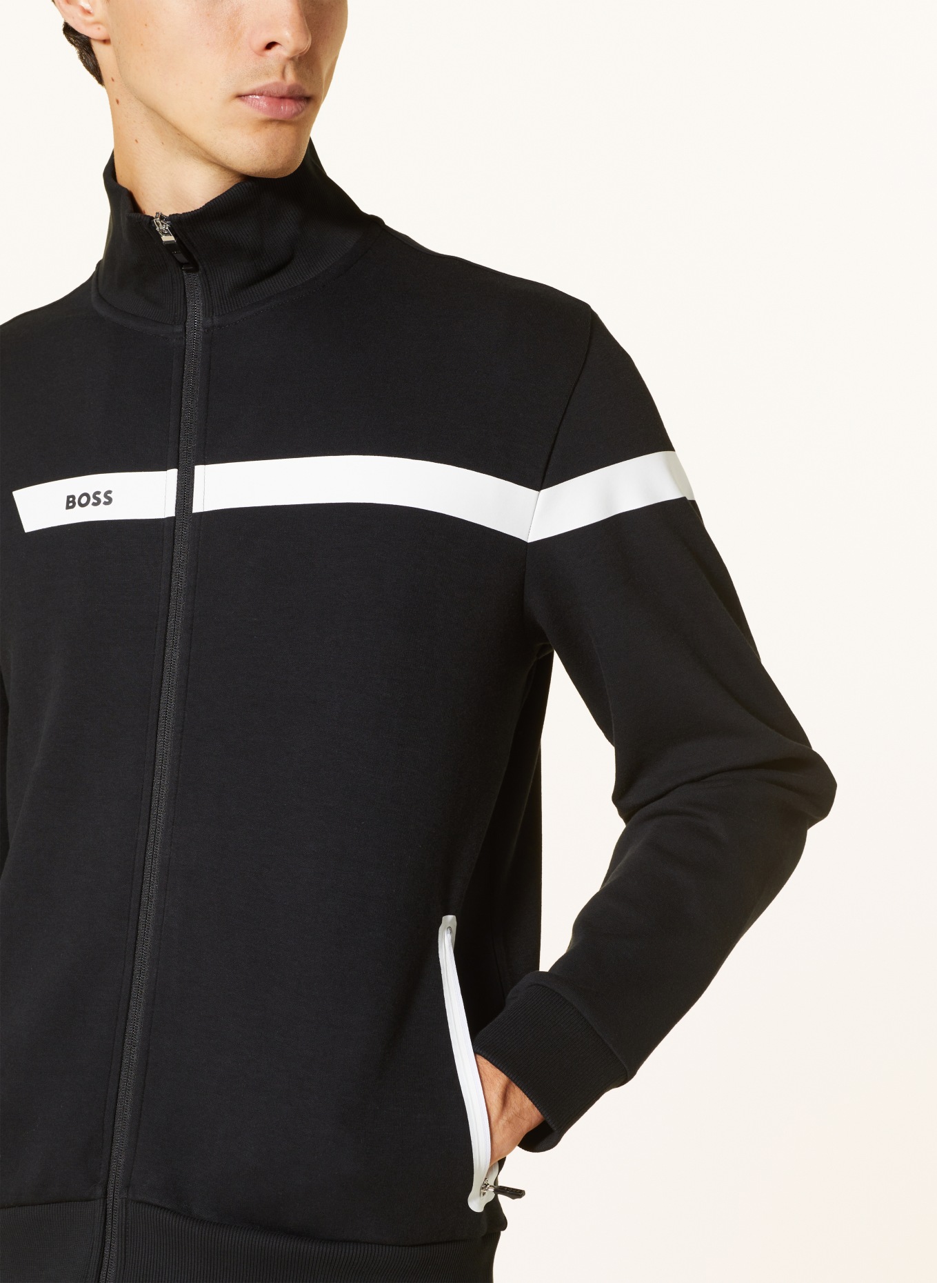 BOSS Training jacket SKAZ, Color: BLACK/ WHITE (Image 4)