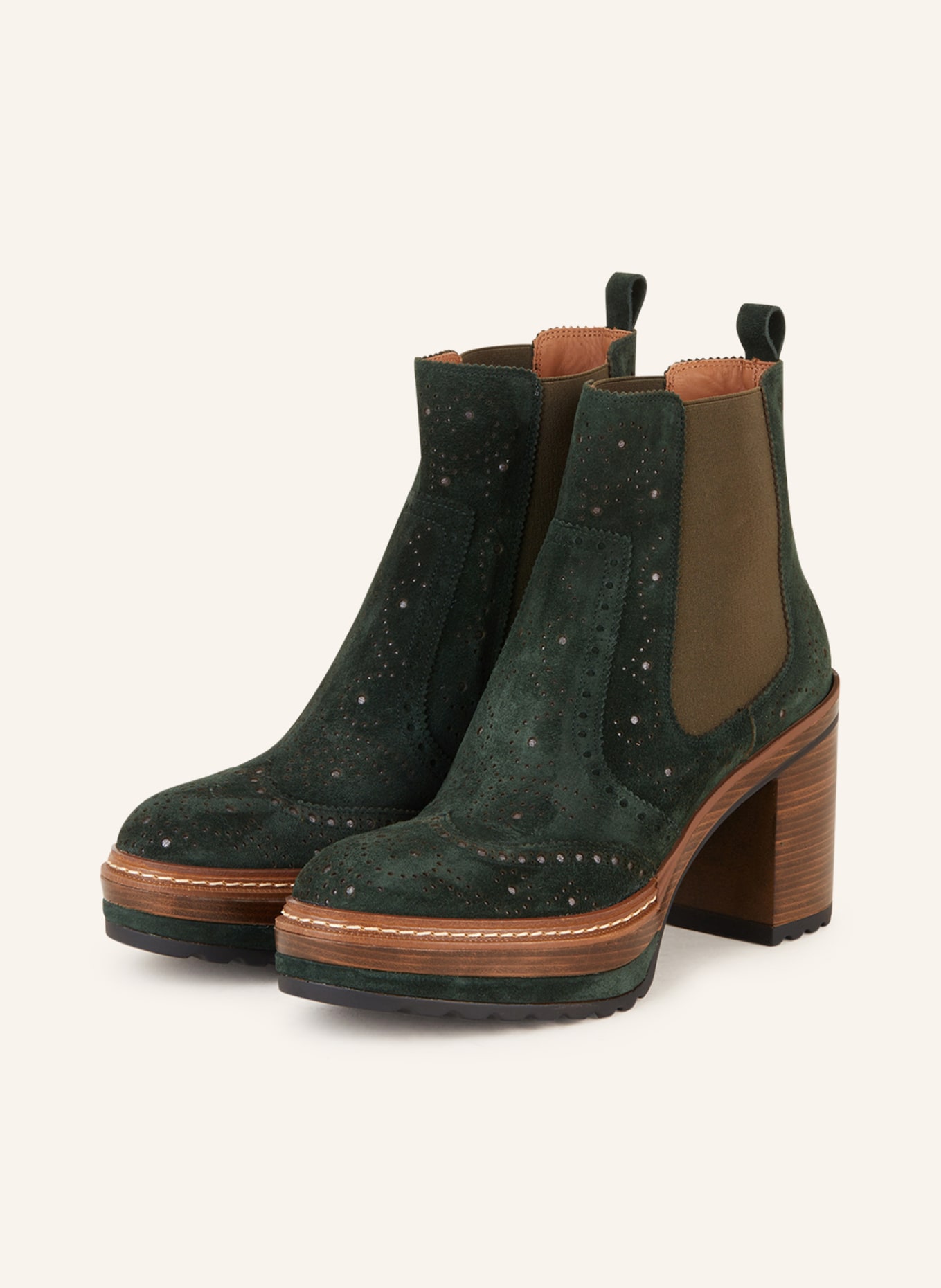 PONS QUINTANA Platform ankle boots OLIVIA, Color: DARK GREEN (Image 1)