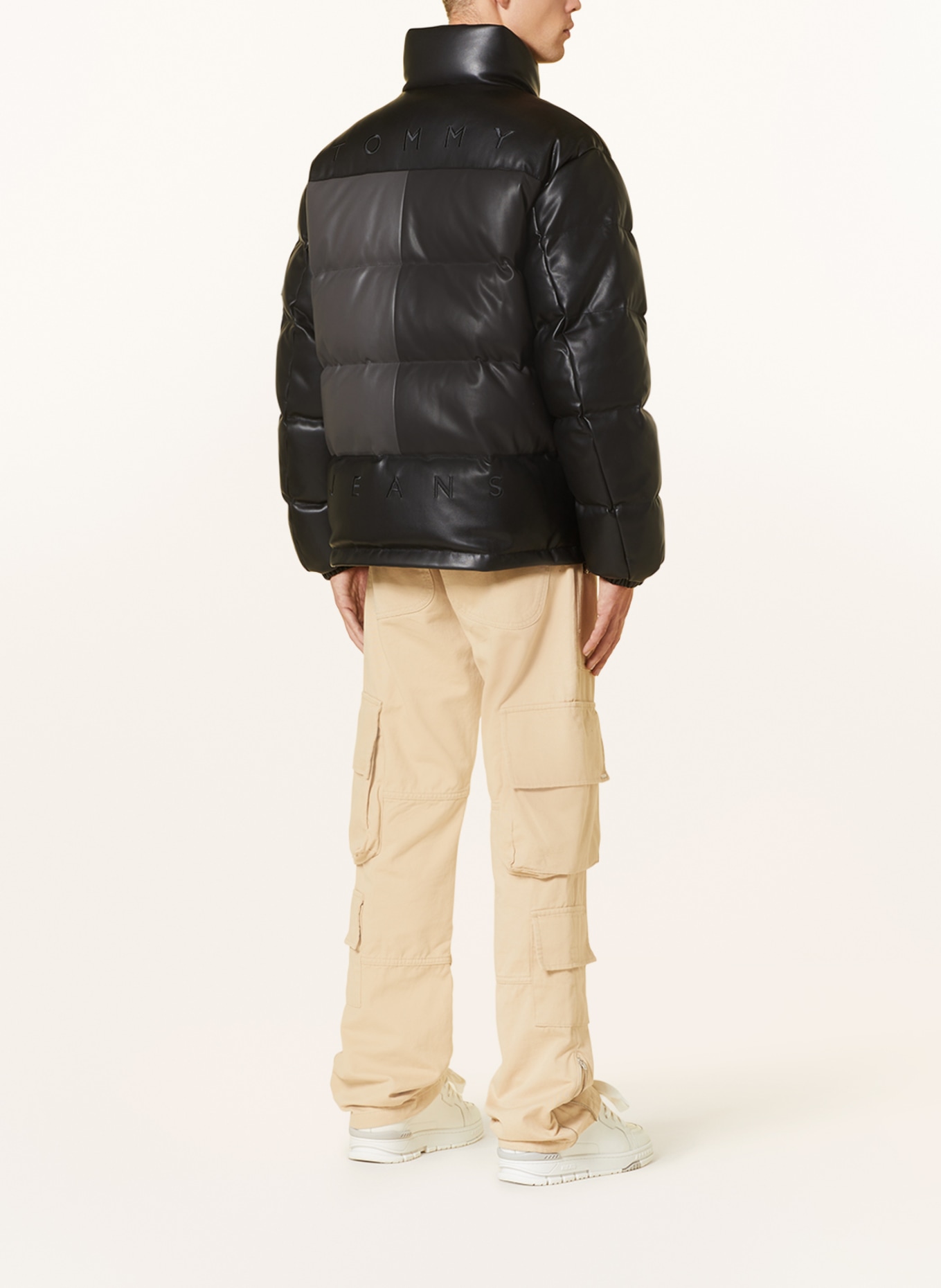 TOMMY JEANS Down jacket in leather look, Color: BLACK (Image 2)