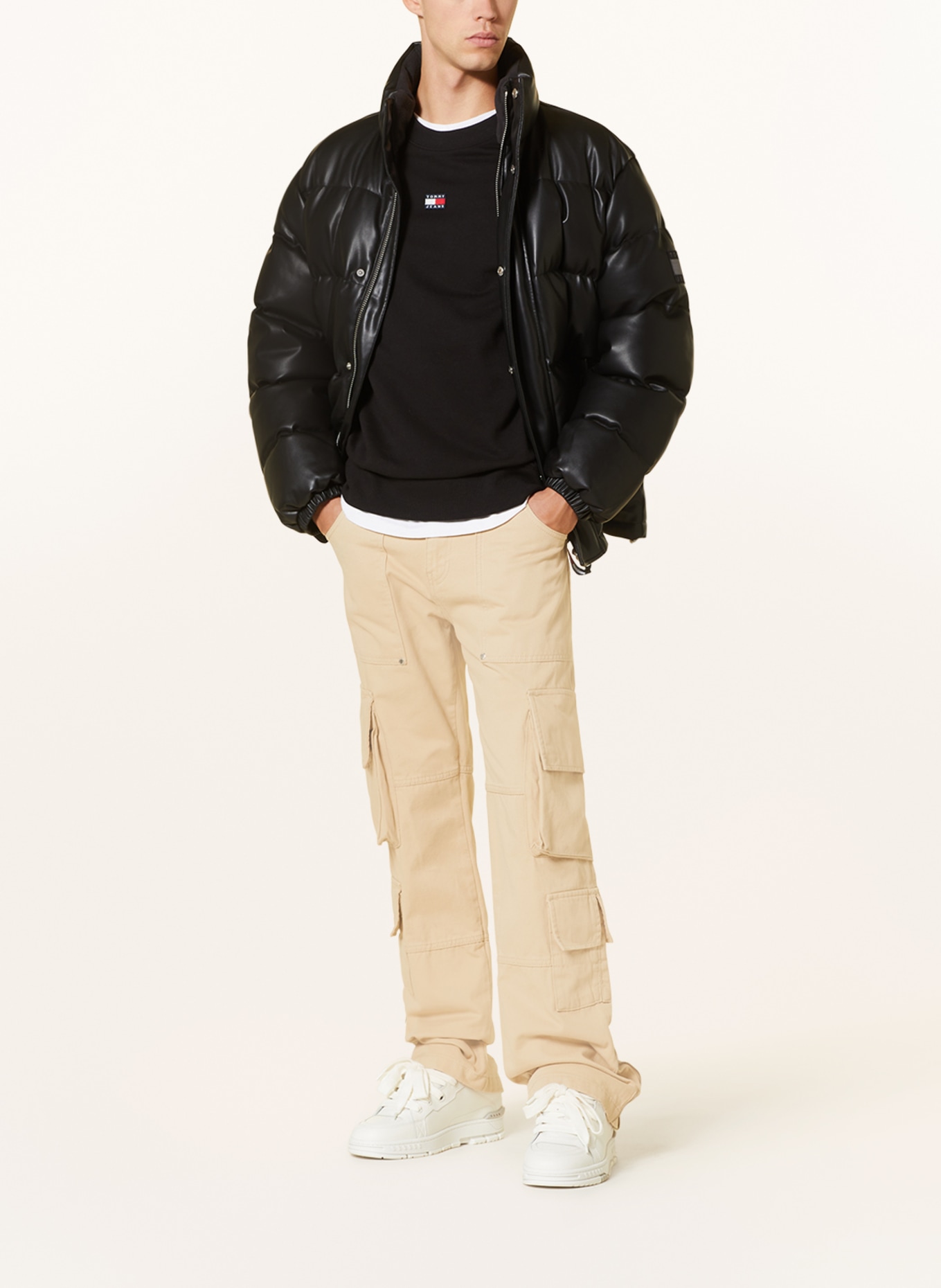 TOMMY JEANS Down jacket in leather look, Color: BLACK (Image 3)