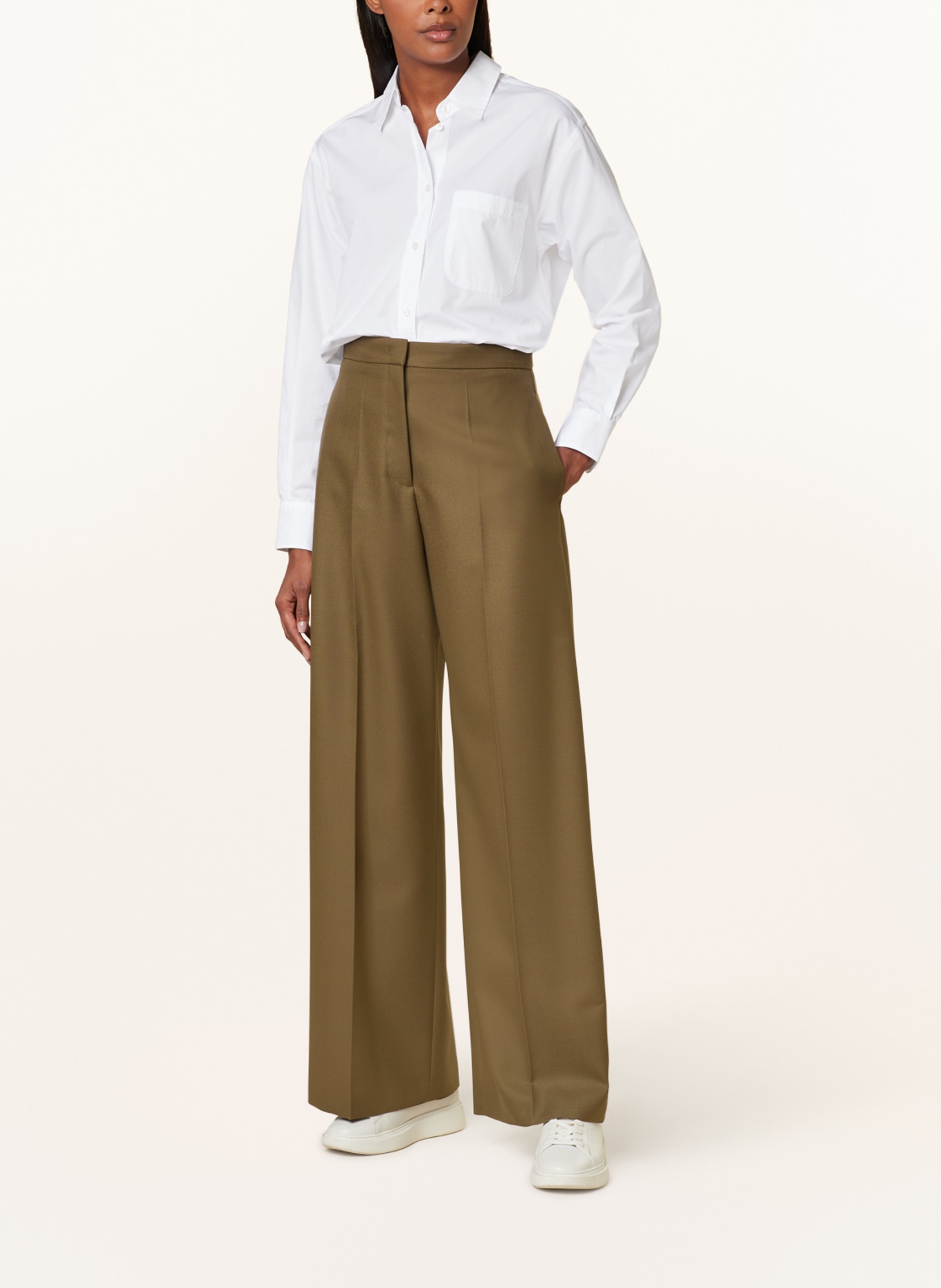 BOSS Wide leg trousers TILWIDA, Color: KHAKI (Image 2)