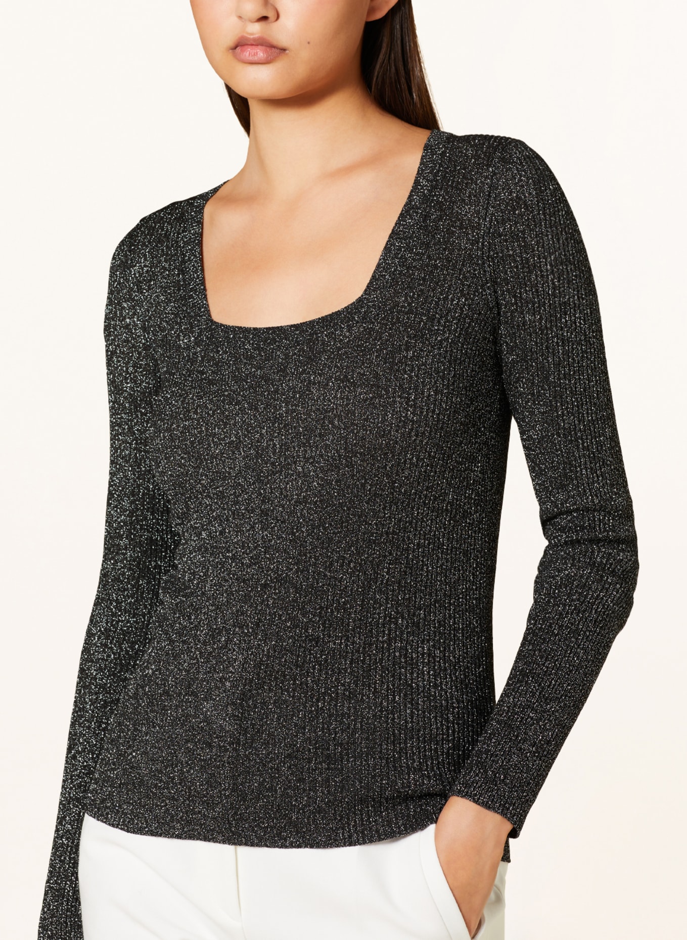 HUGO Sweater SUNESSYN with glitter thread, Color: BLACK/ SILVER (Image 4)