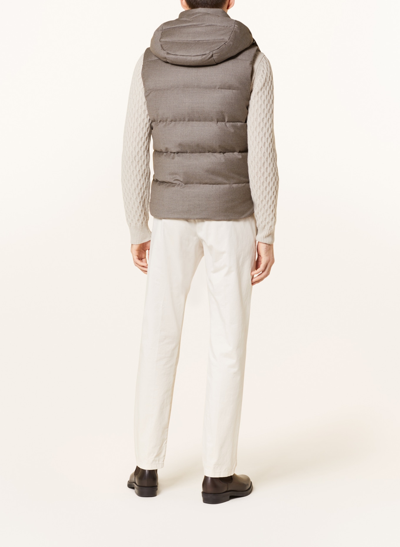 MOORER Down vest with detachable hood, Color: BEIGE (Image 3)