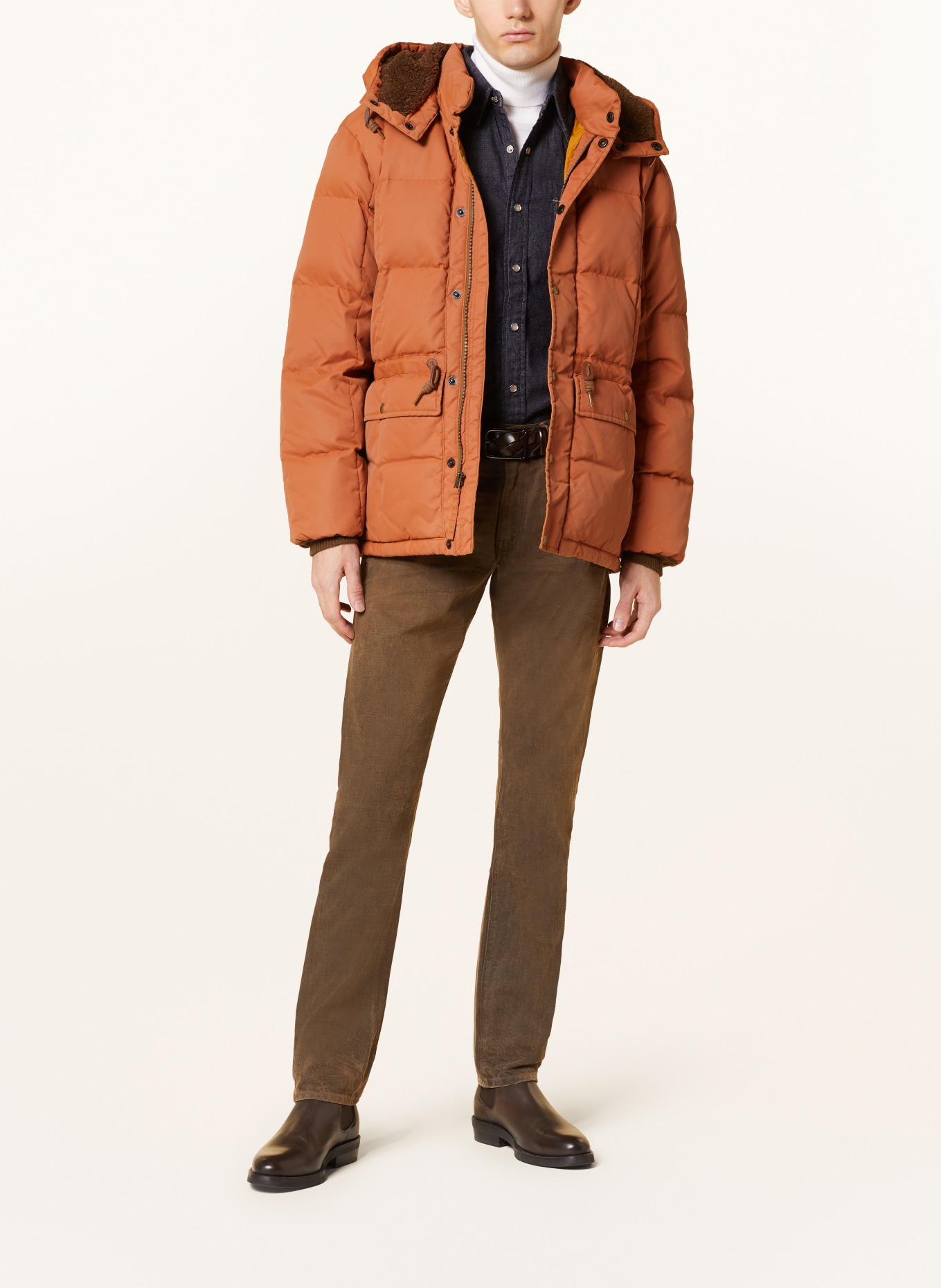 RRL Quilted jacket with detachable hood, Color: DARK ORANGE (Image 2)