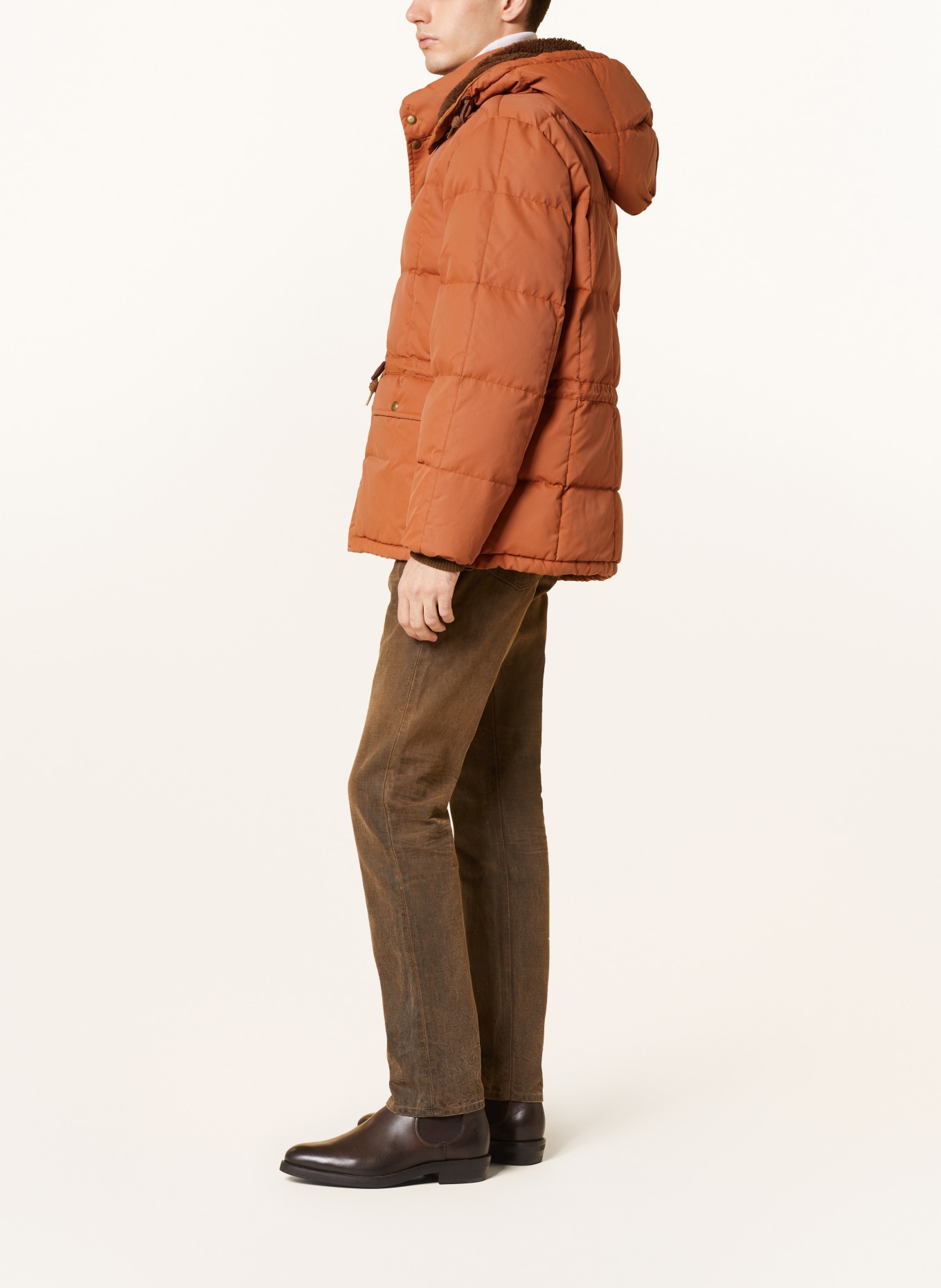 RRL Quilted jacket with detachable hood, Color: DARK ORANGE (Image 4)