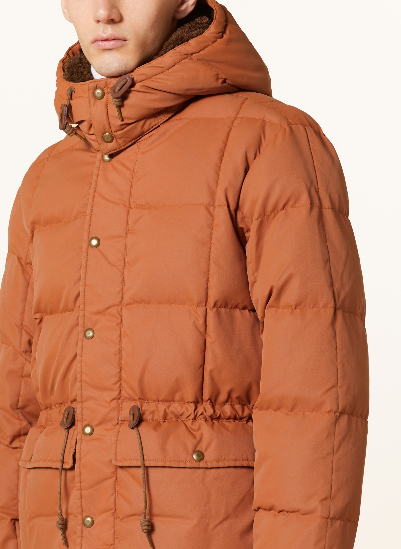 RRL Prošívaná bunda s odnímatelnou kapucí, Barva: TMAVĚ ORANŽOVÁ (Obrázek 6)