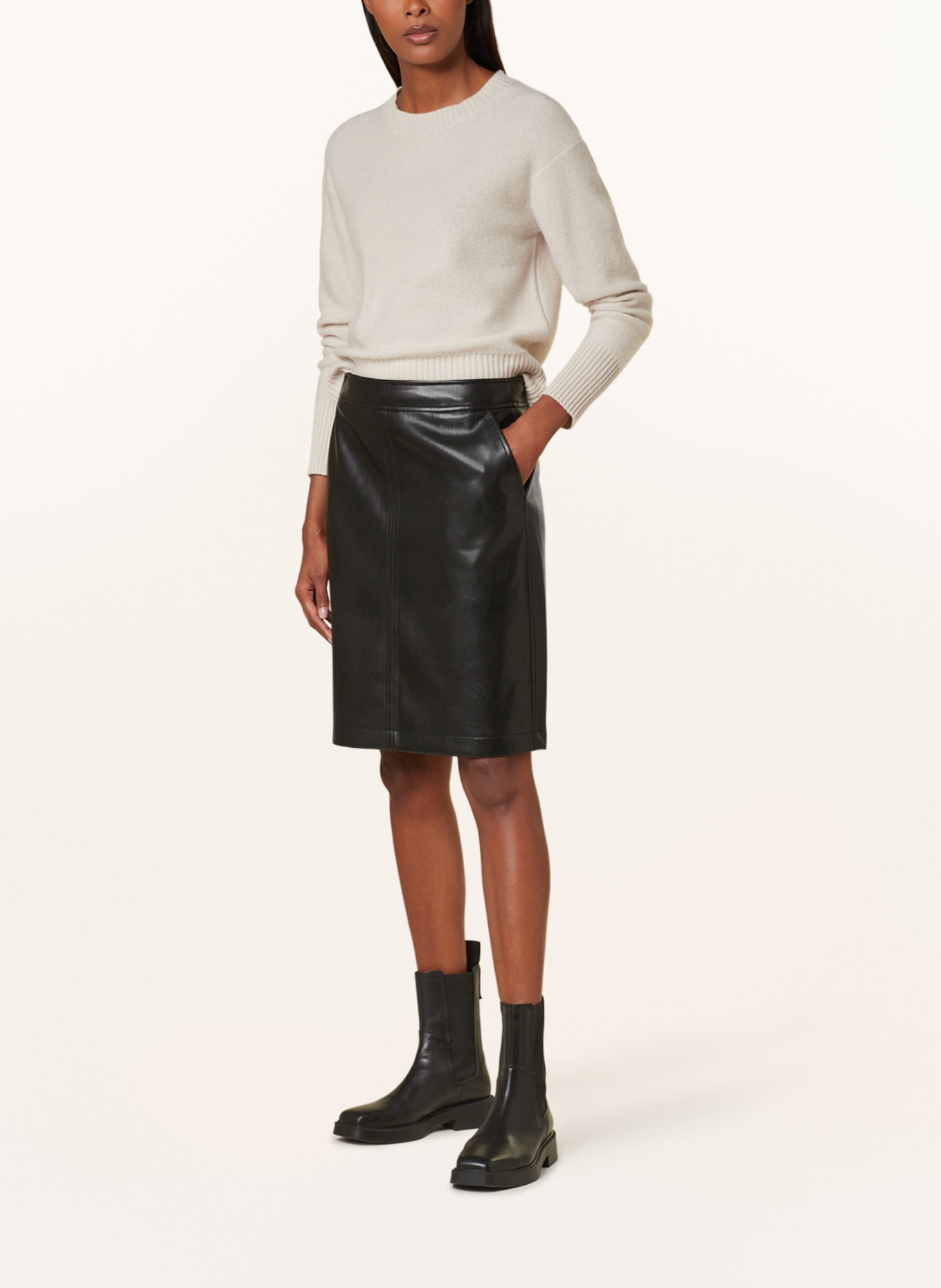 comma Skirt in leather look, Color: BLACK (Image 2)