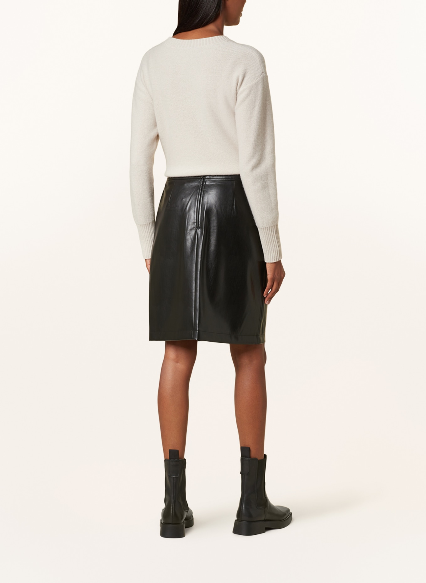 comma Skirt in leather look, Color: BLACK (Image 3)