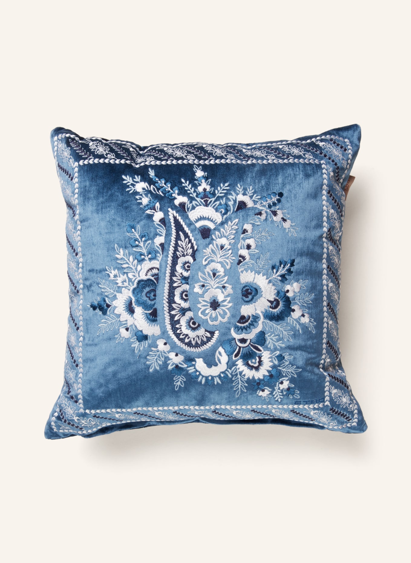ETRO Home Decorative cushion made of velvet, Color: BLUE/ WHITE/ BLACK (Image 1)