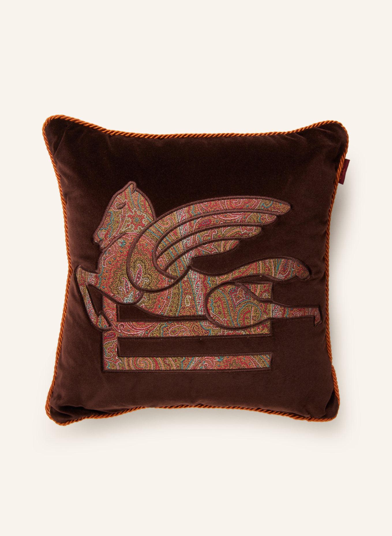 ETRO Home Decorative cushion made of velvet, Color: DARK BROWN (Image 1)
