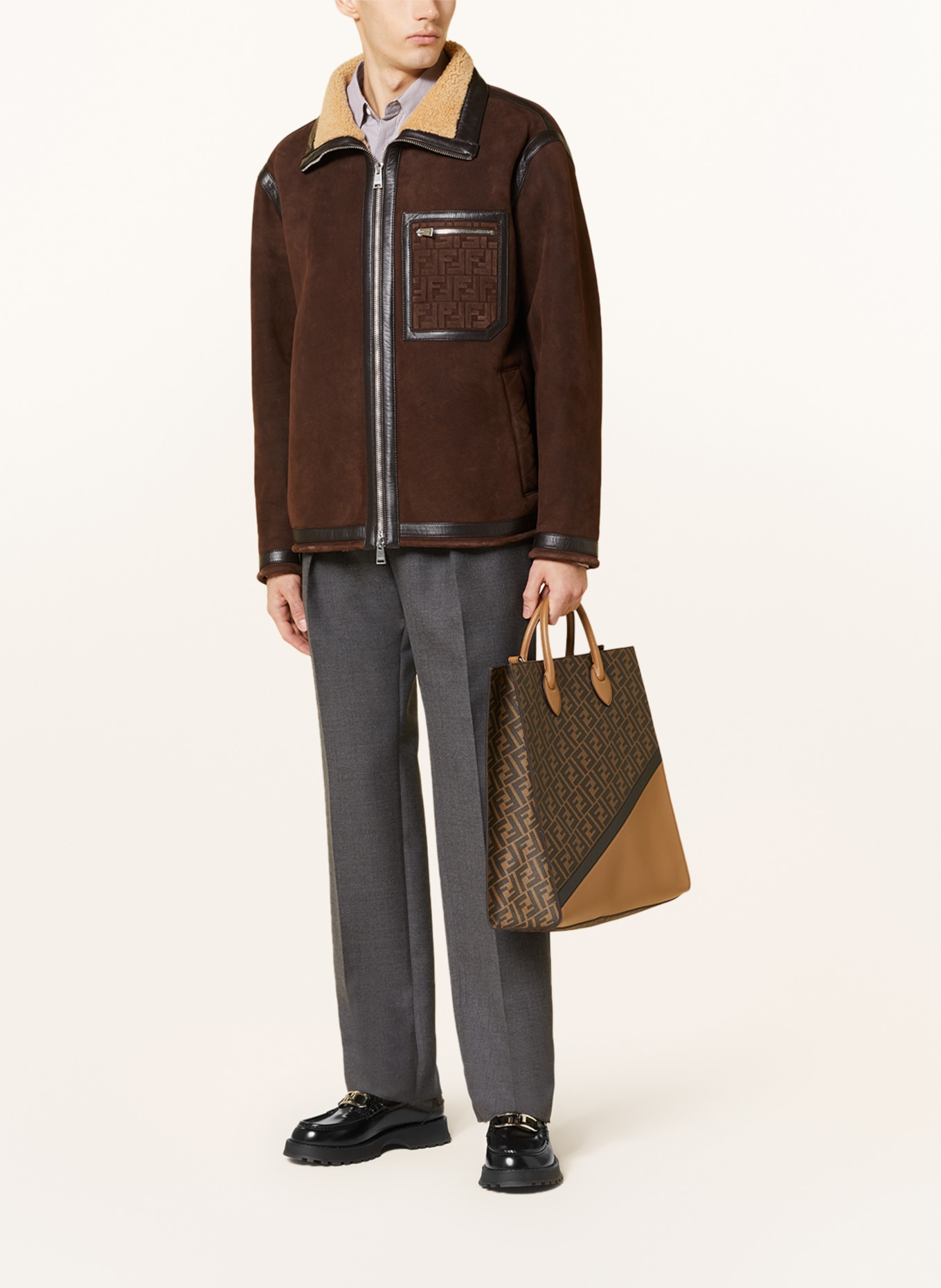 FENDI Leather jacket, Color: DARK BROWN (Image 2)