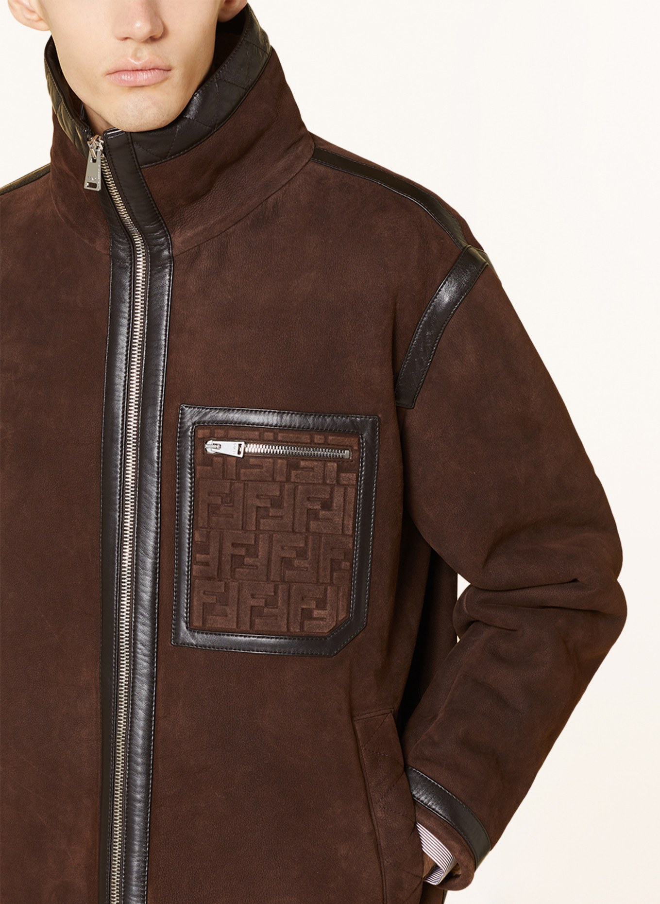 FENDI Leather jacket, Color: DARK BROWN (Image 4)