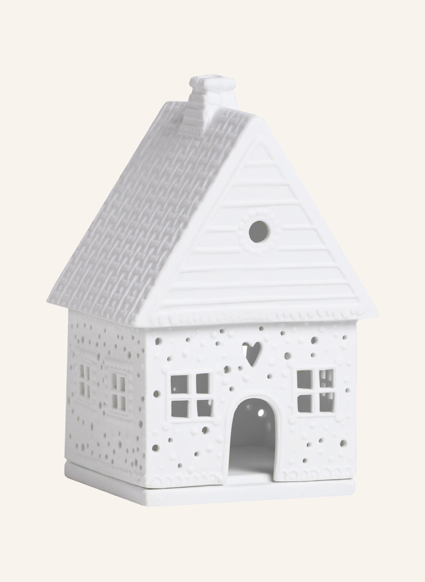 RÄDER Dekofigur LEBKUCHENHAUS SCHNEEBALL SMALL mit Teelichthalter: WEISS