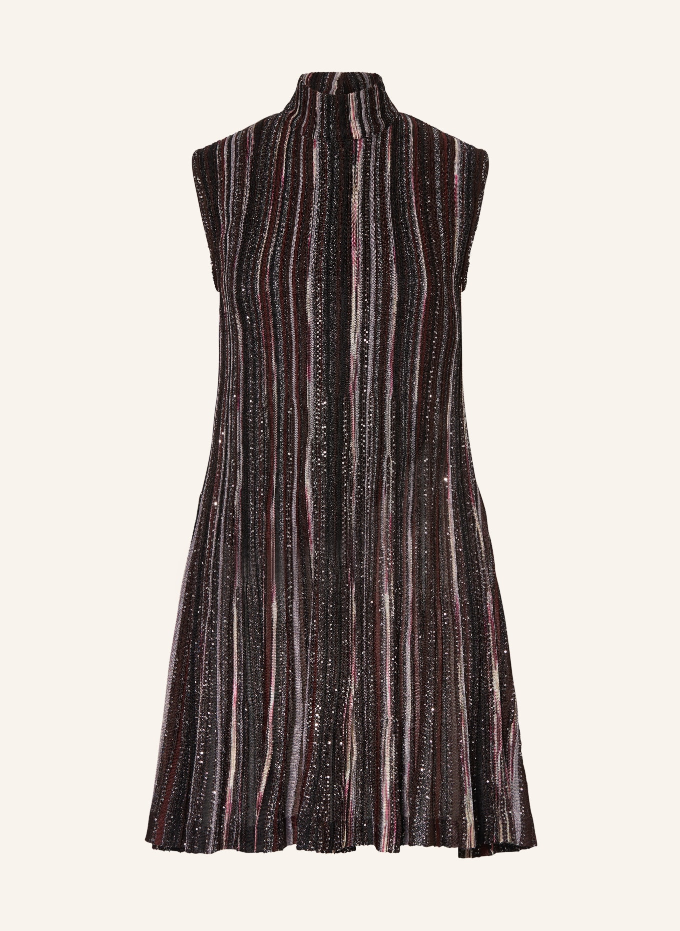 MISSONI Kleid mit Glitzergarn und Pailletten, Farbe: DUNKELROT/ DUNKELBRAUN/ BEIGE (Bild 1)